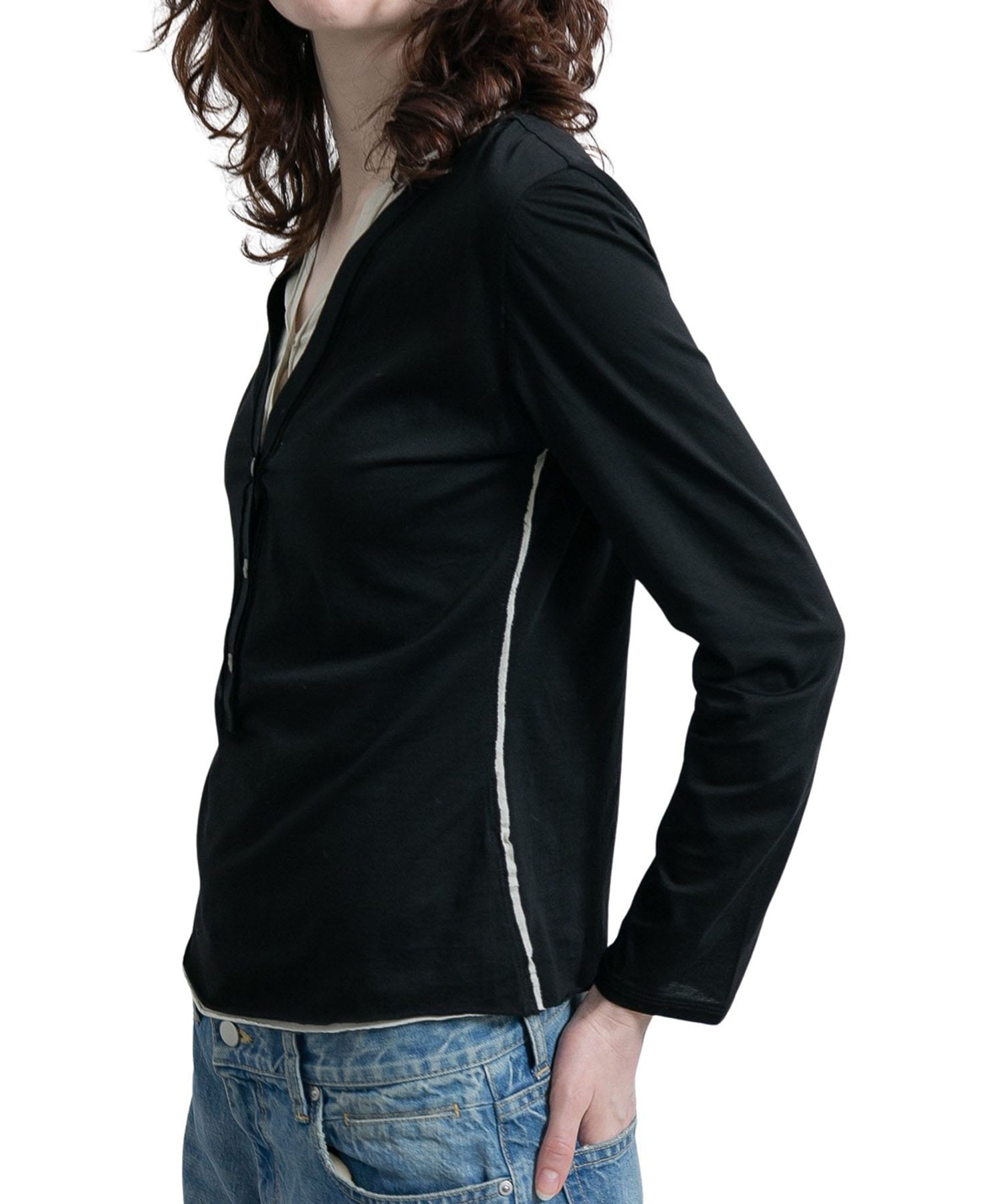 Layerd Henley Long T-Shirt PERVERZE