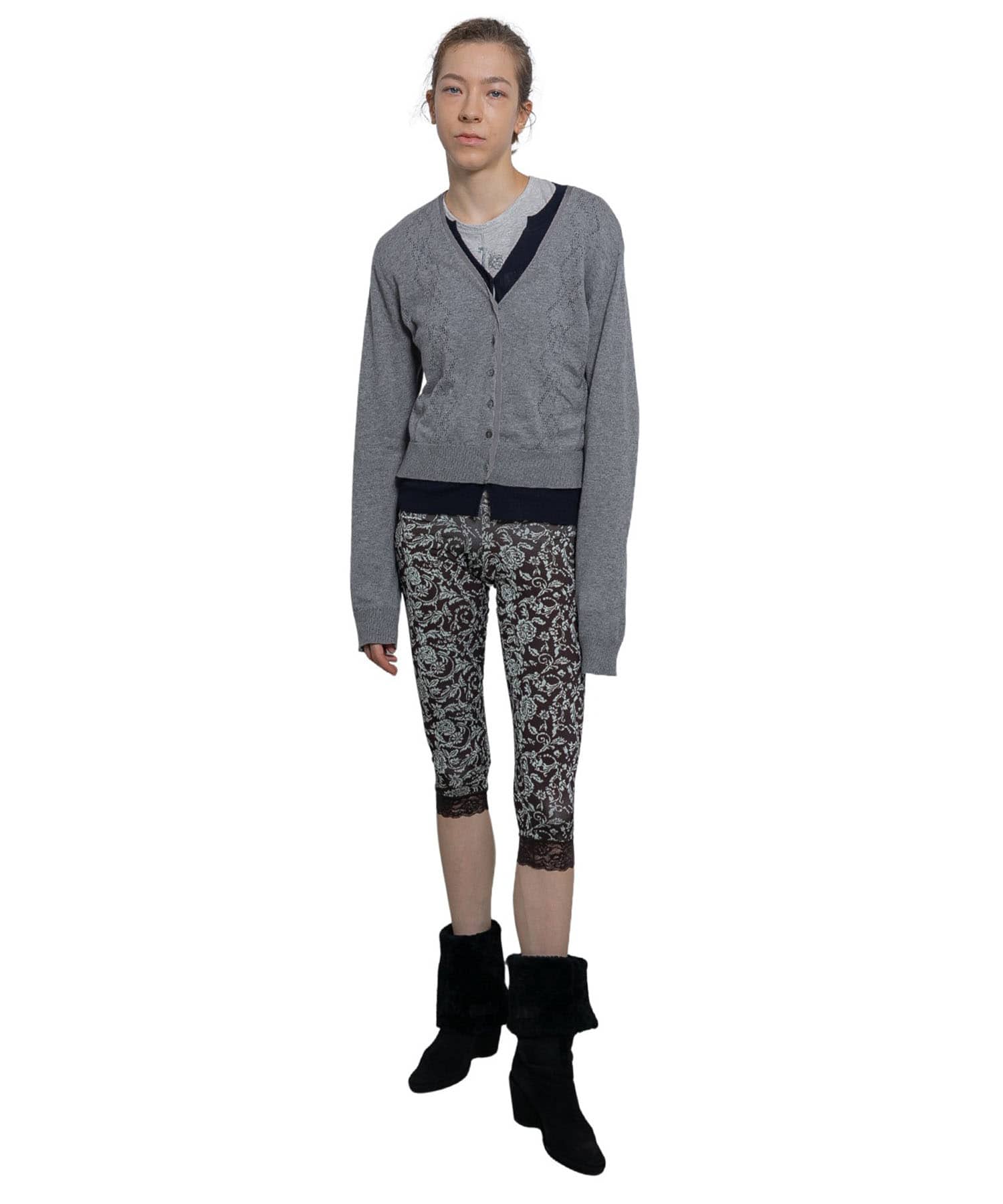 Eyelet Layerd Knit Long Sleeve Top PERVERZE