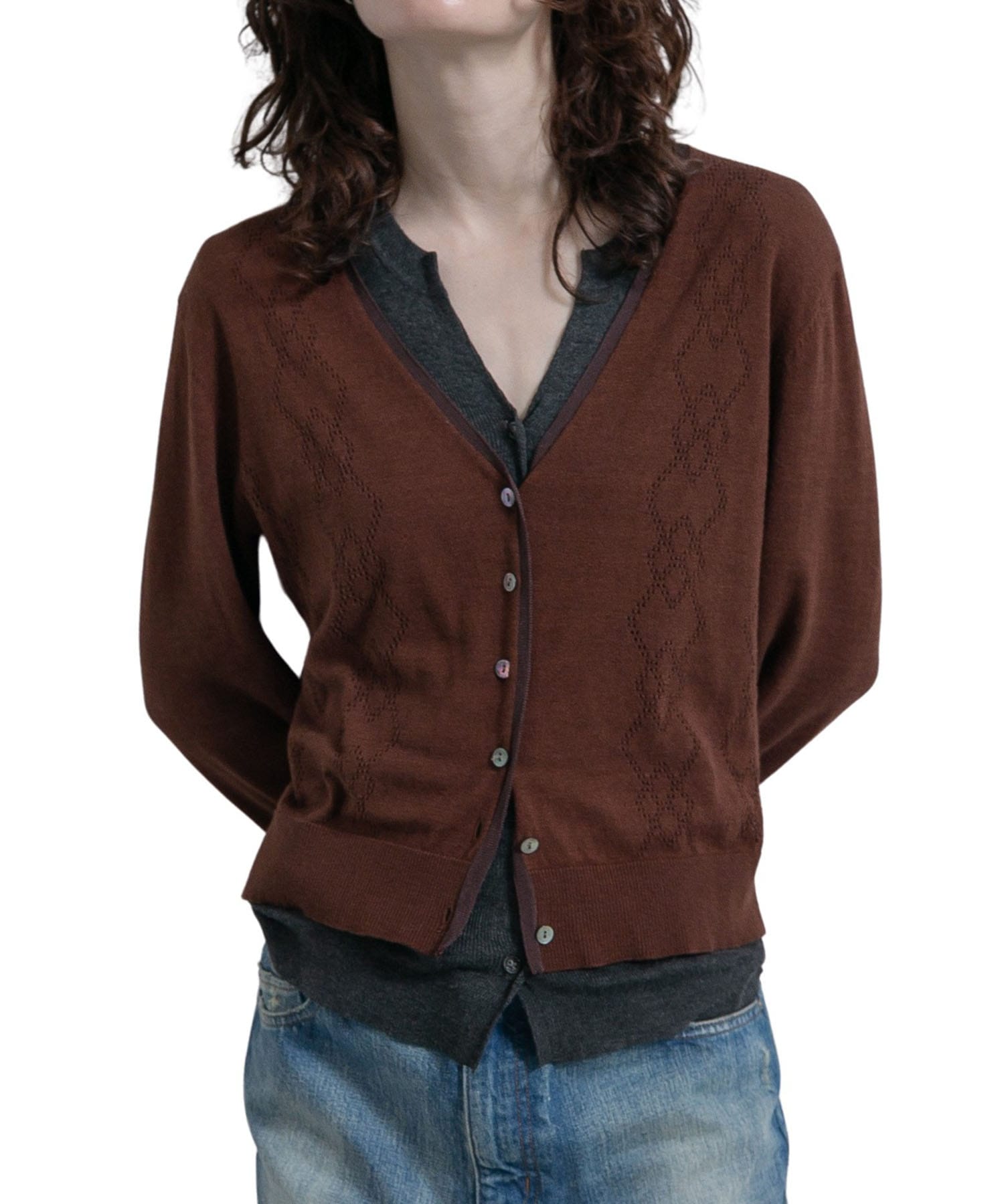 Eyelet Layerd Knit Long Sleeve Top PERVERZE