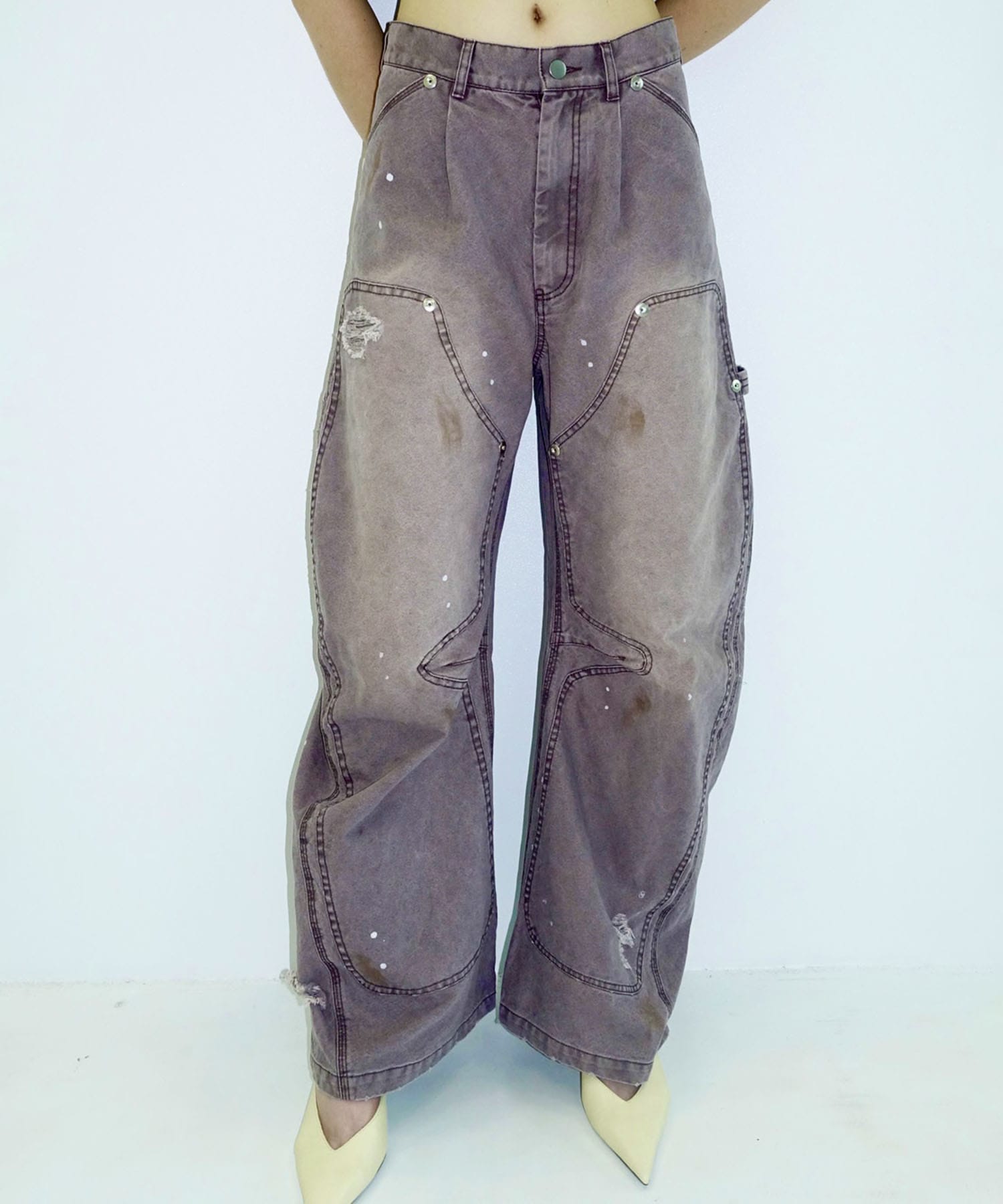 KOWGA×duck double knee curved pants CONZ