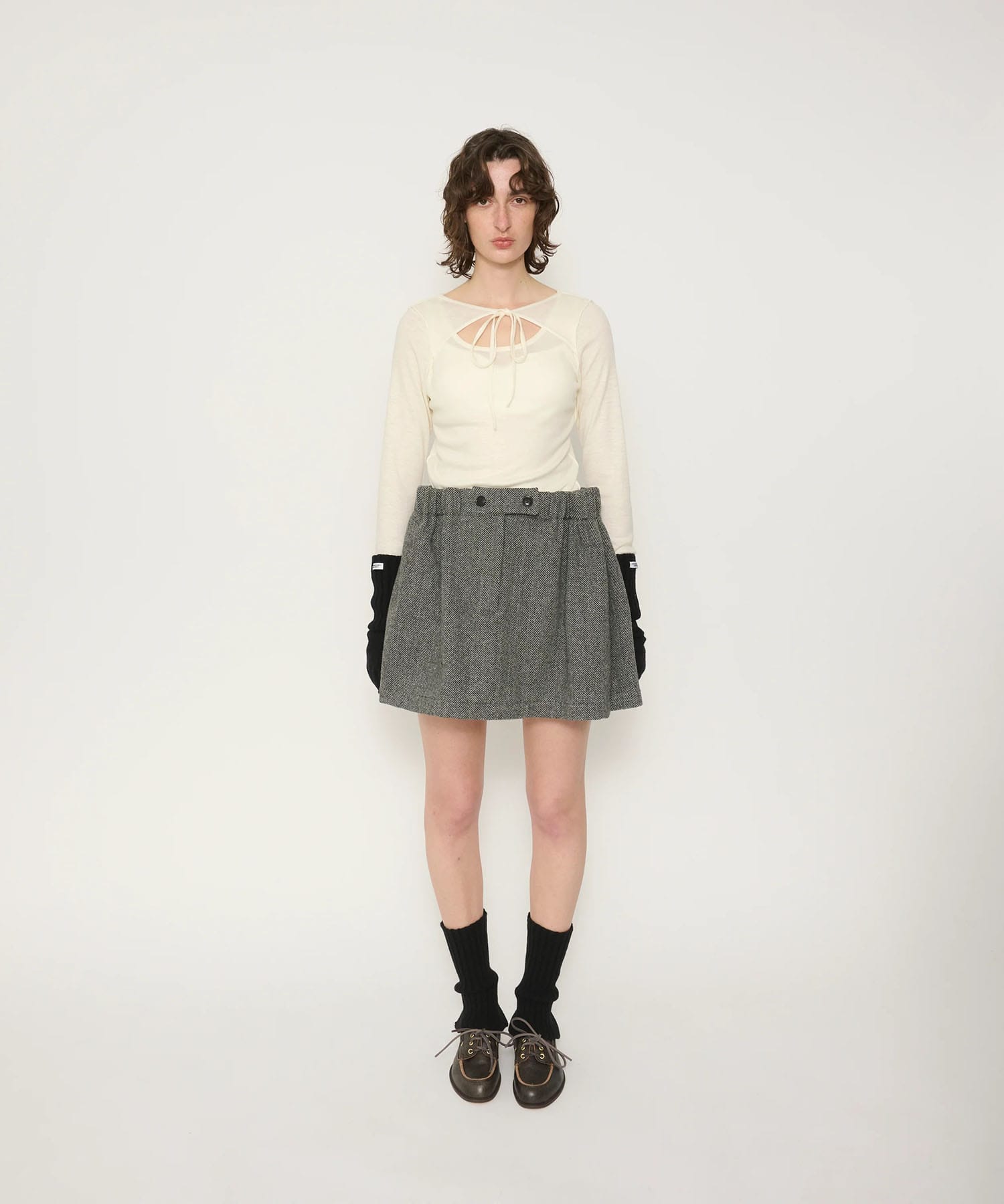 WOOL RIB FRONT STRING PULLOVER JANE SMITH