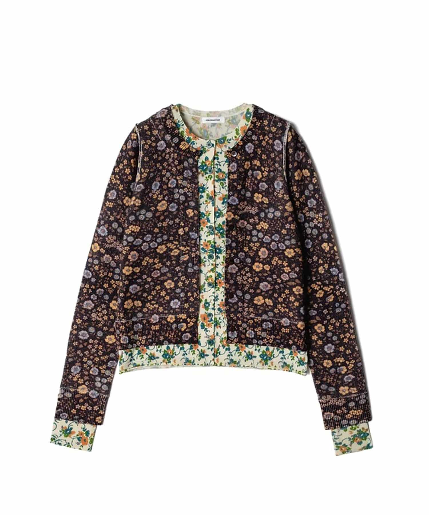 Layered  Pattern Cardigan OPEN SESAME CLUB