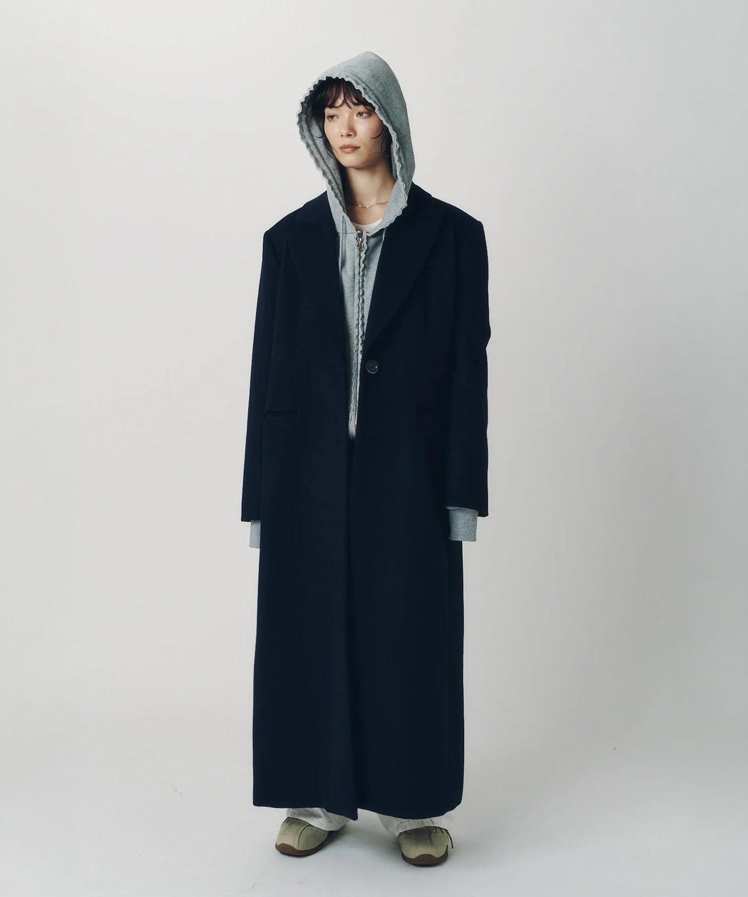 single-breasted long coat/navy Knuth Marf