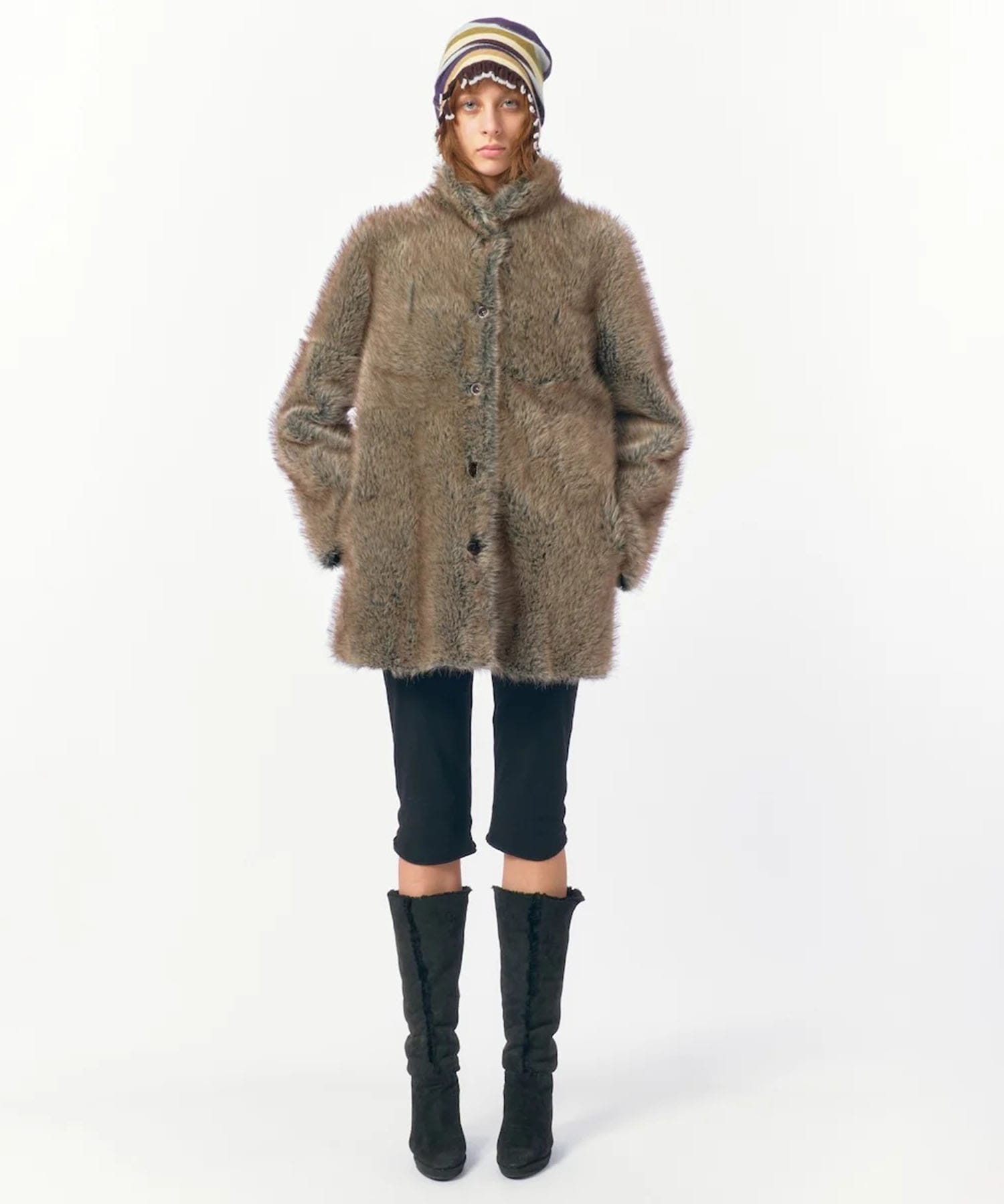 Paneled Reversible Fur Coat PERVERZE