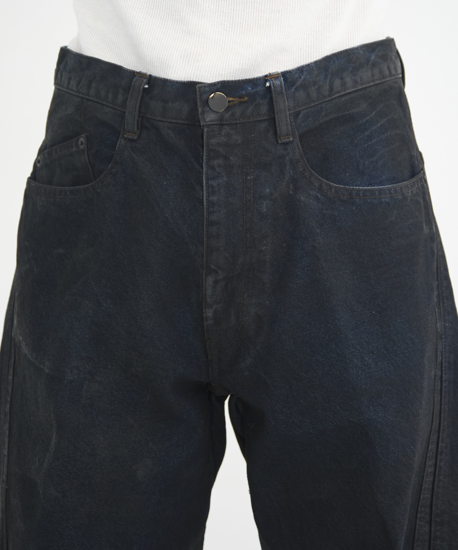 別注　COATING 3D TWISTED WIDE LEG JEANS NVRFRGT