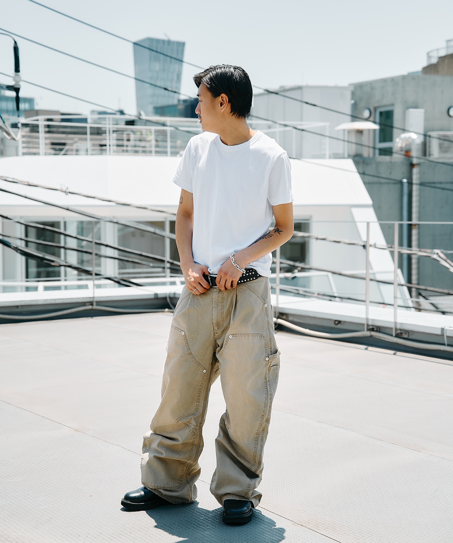 DUCK DOUBLE KNEE CURVED LEG PANTS CONZ