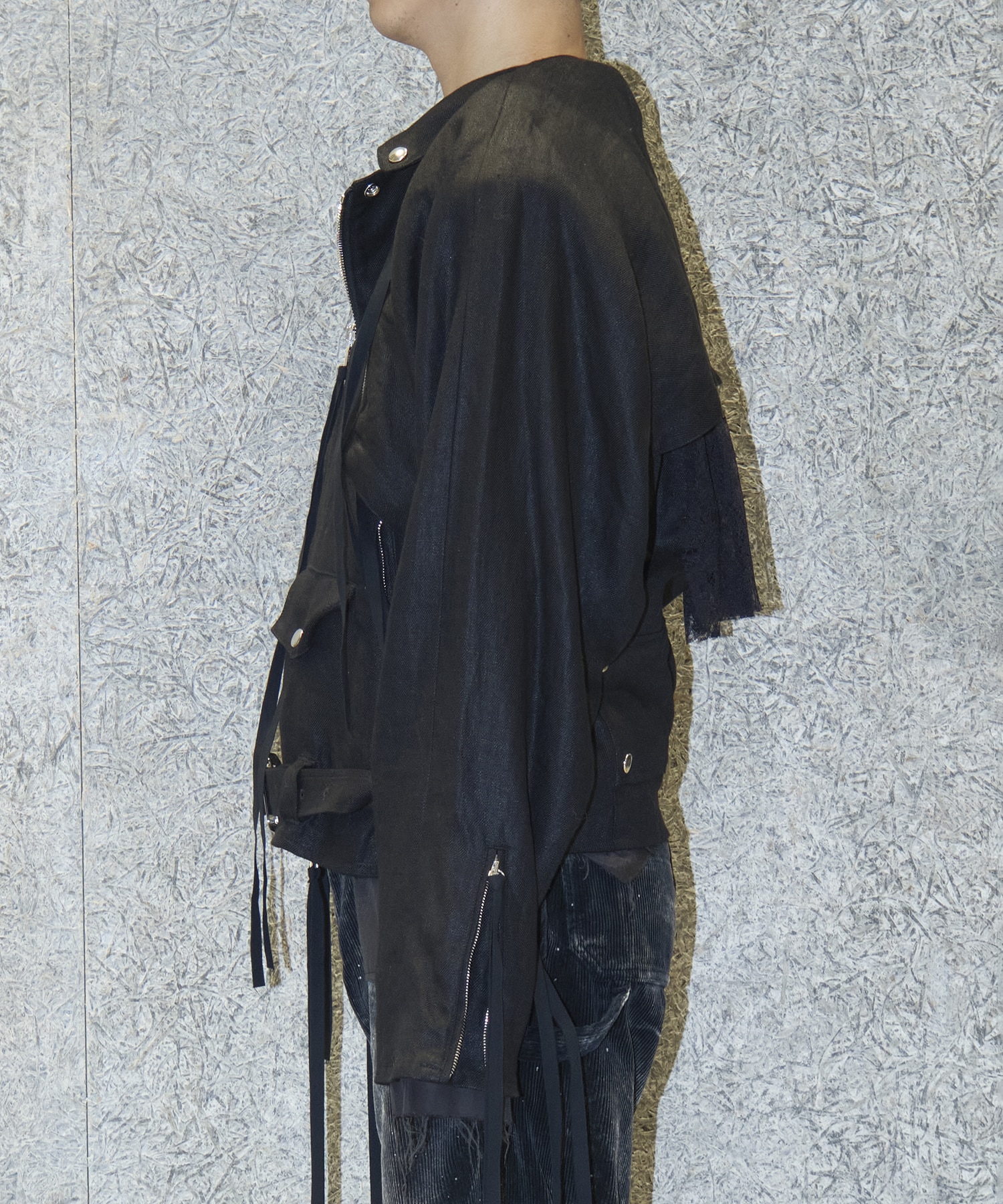 LINEN DOCKING RIDERS JACKET Midorikawa