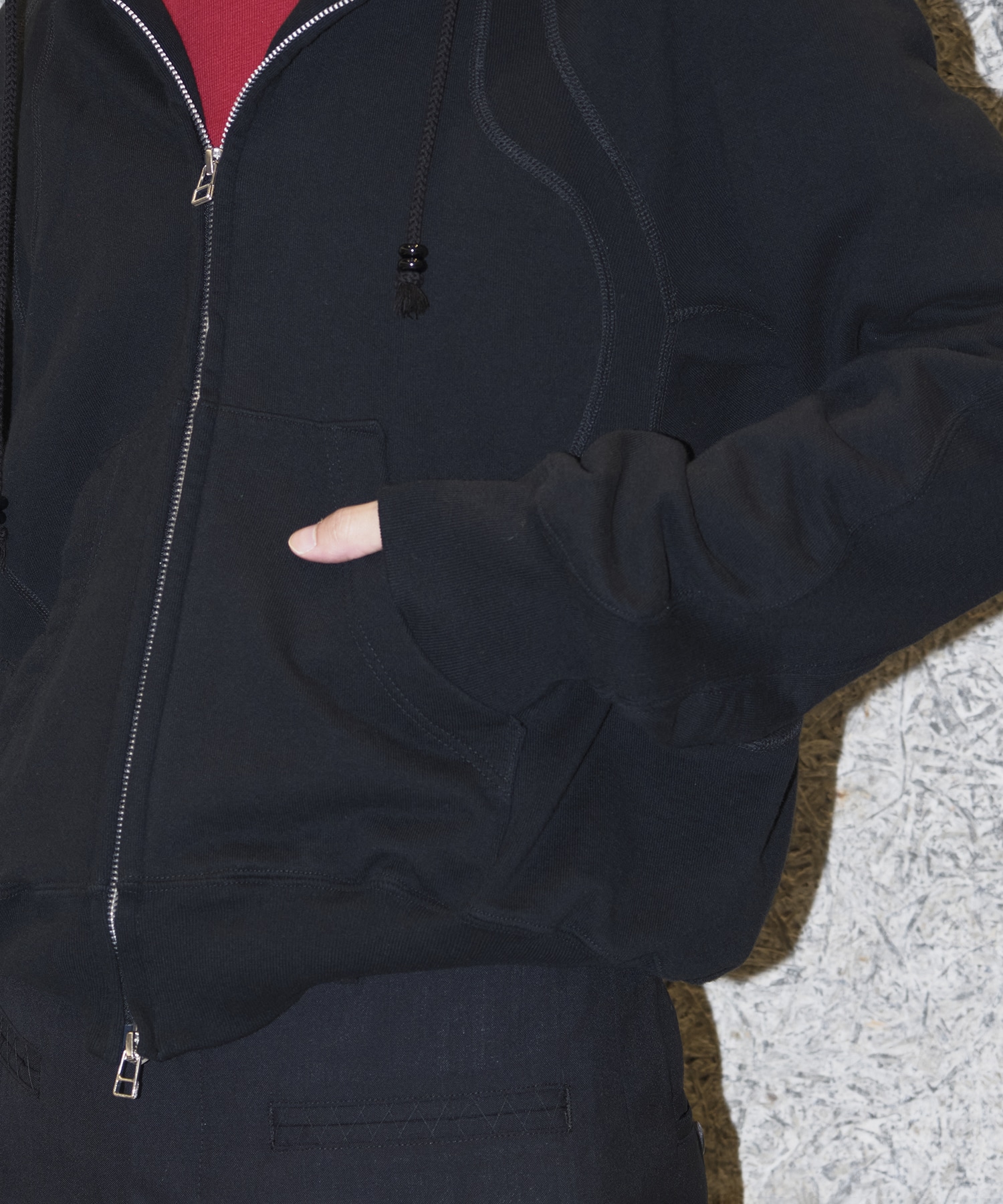 PANELLED ZIP UP HOODIE NVRFRGT