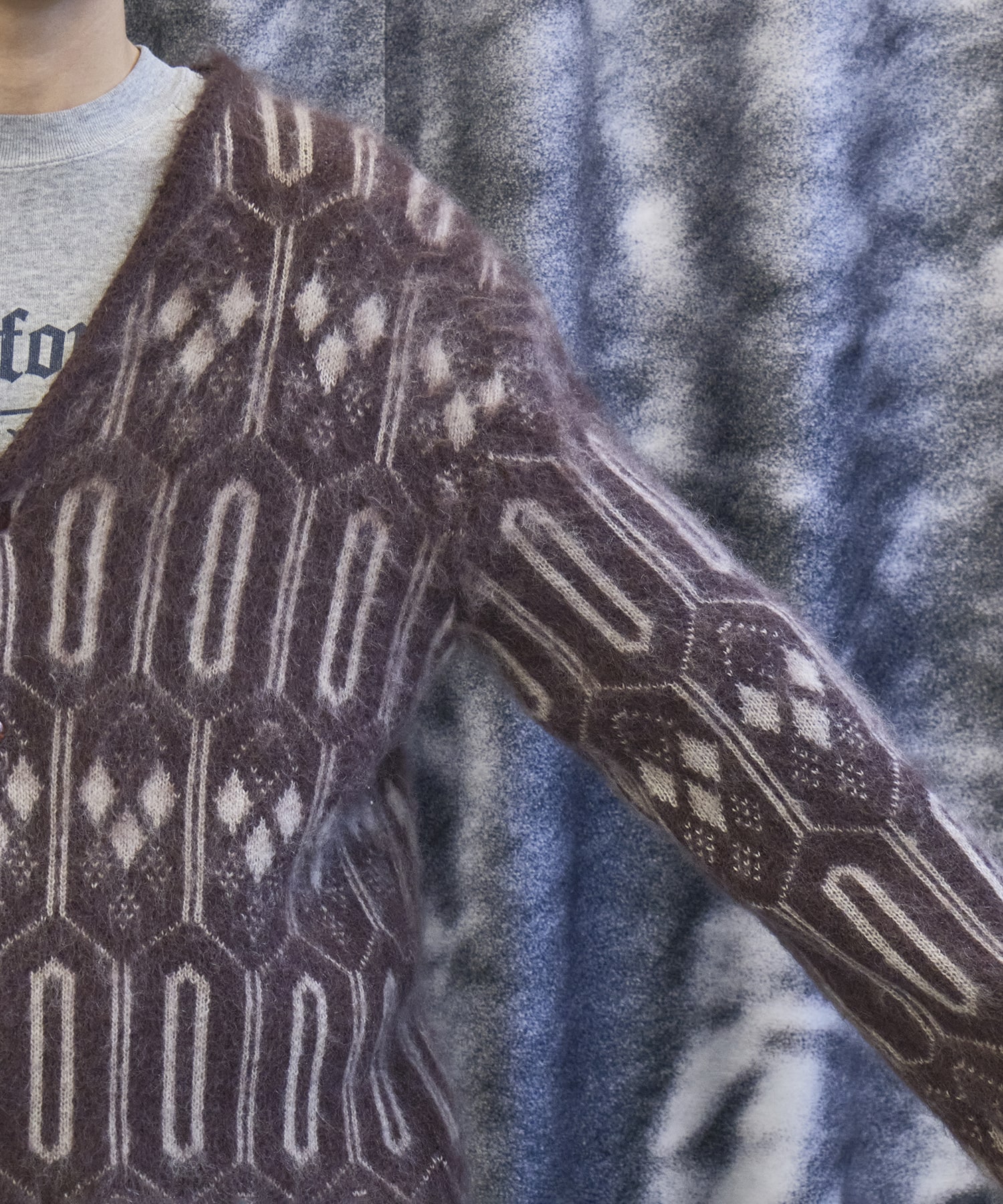 Mohair Cardigan Geometric Needles