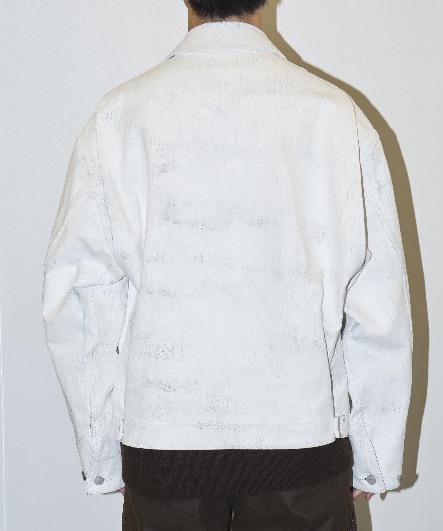 COTTON White Painted Zip Blouson Nomat