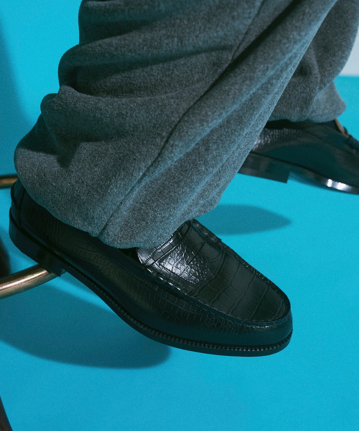 EMBOSSED LOAFERS BLACK CROCODILE COMBI The Kenford FINESHOES