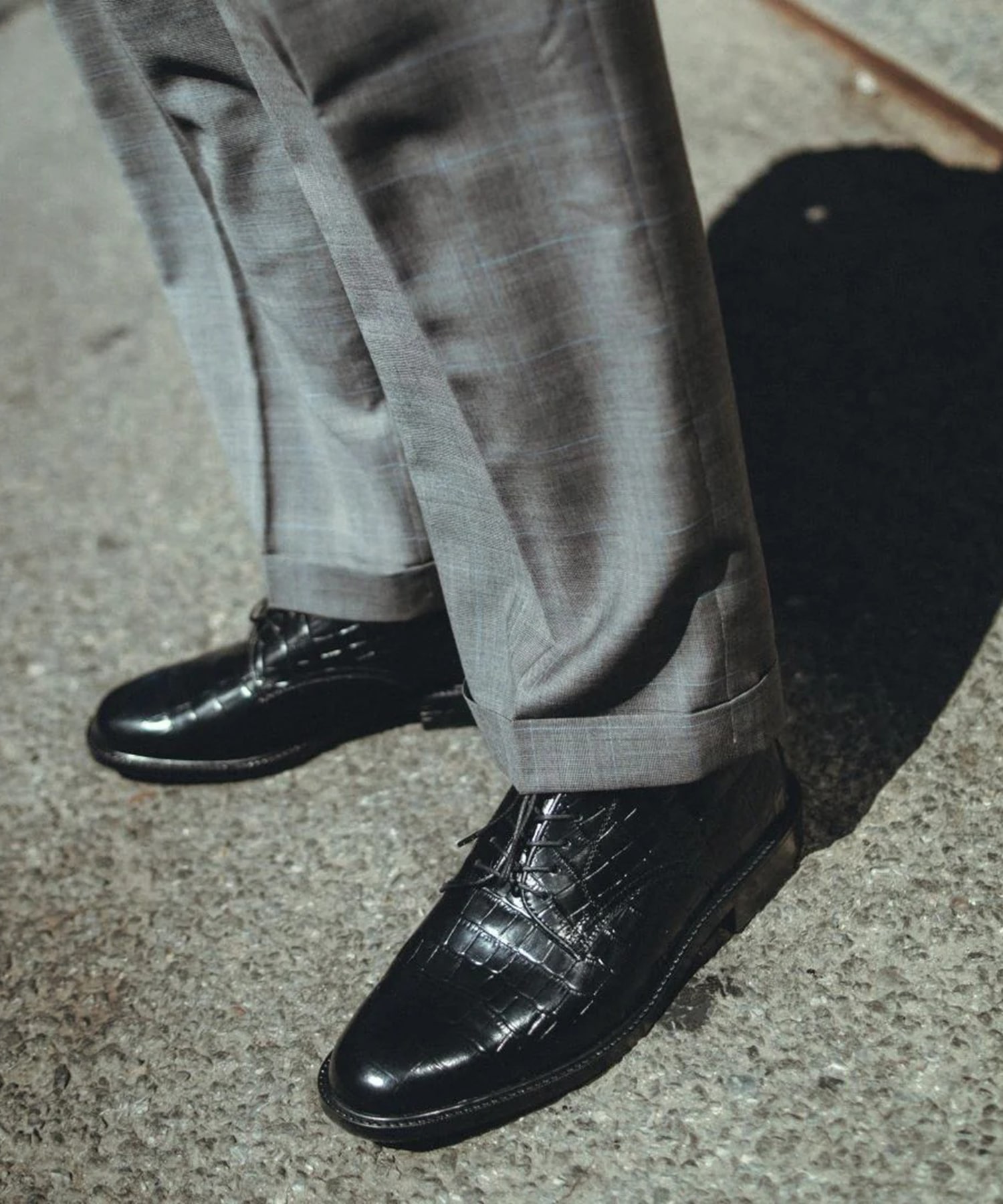 CLASSIC PLAIN TOE　　BLACK CROCODILE The Kenford FINESHOES