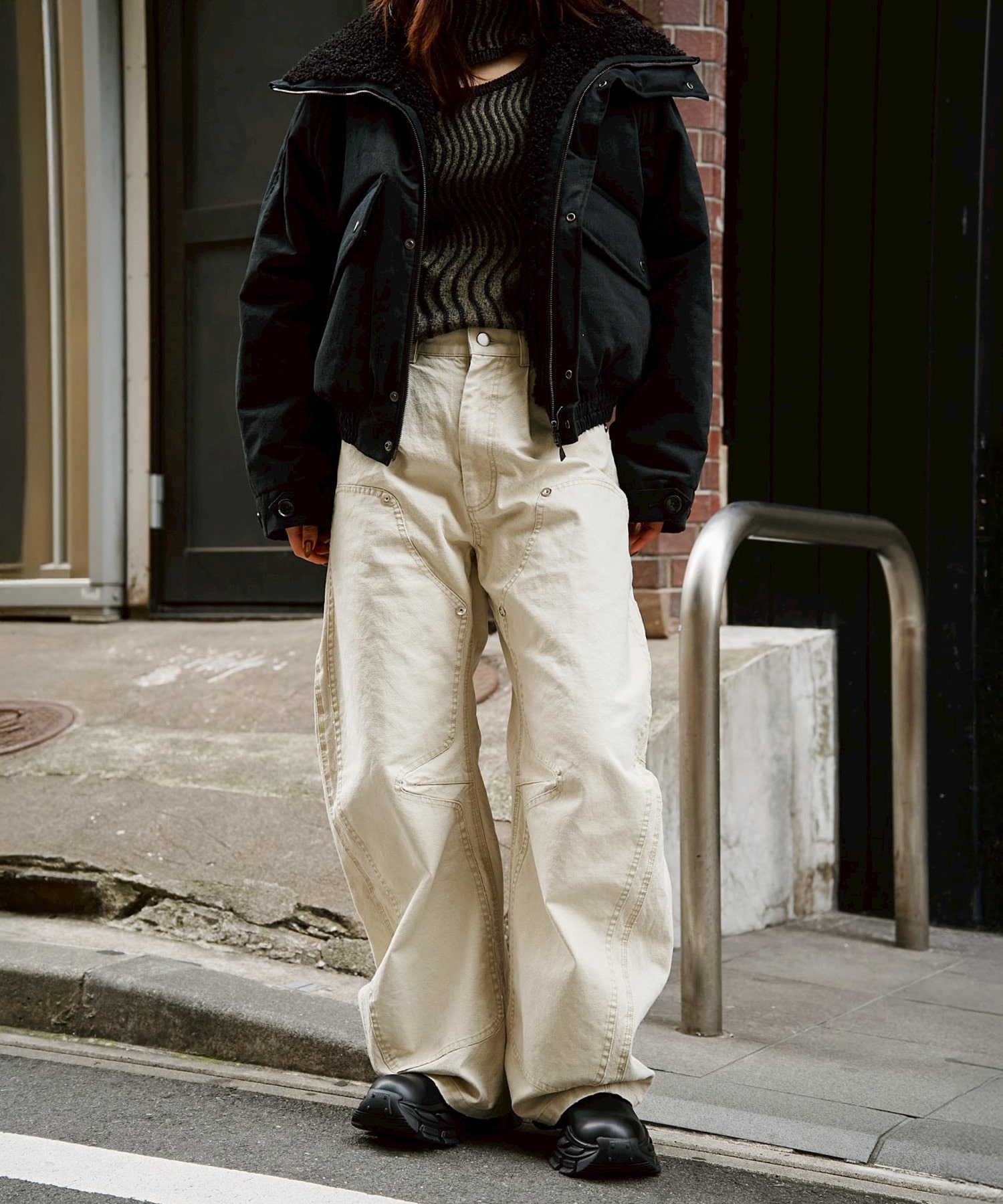 BASICKS×DUCK DOUBLE KNEE CURVED LEG PANTS BASICKS