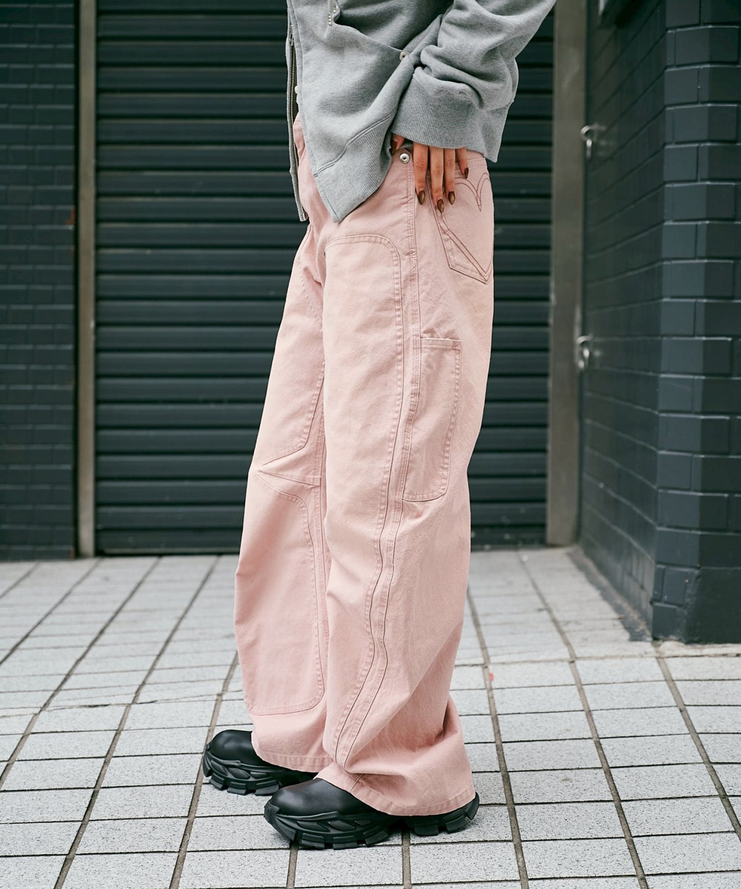 BASICKS×DUCK DOUBLE KNEE CURVED LEG PANTS BASICKS