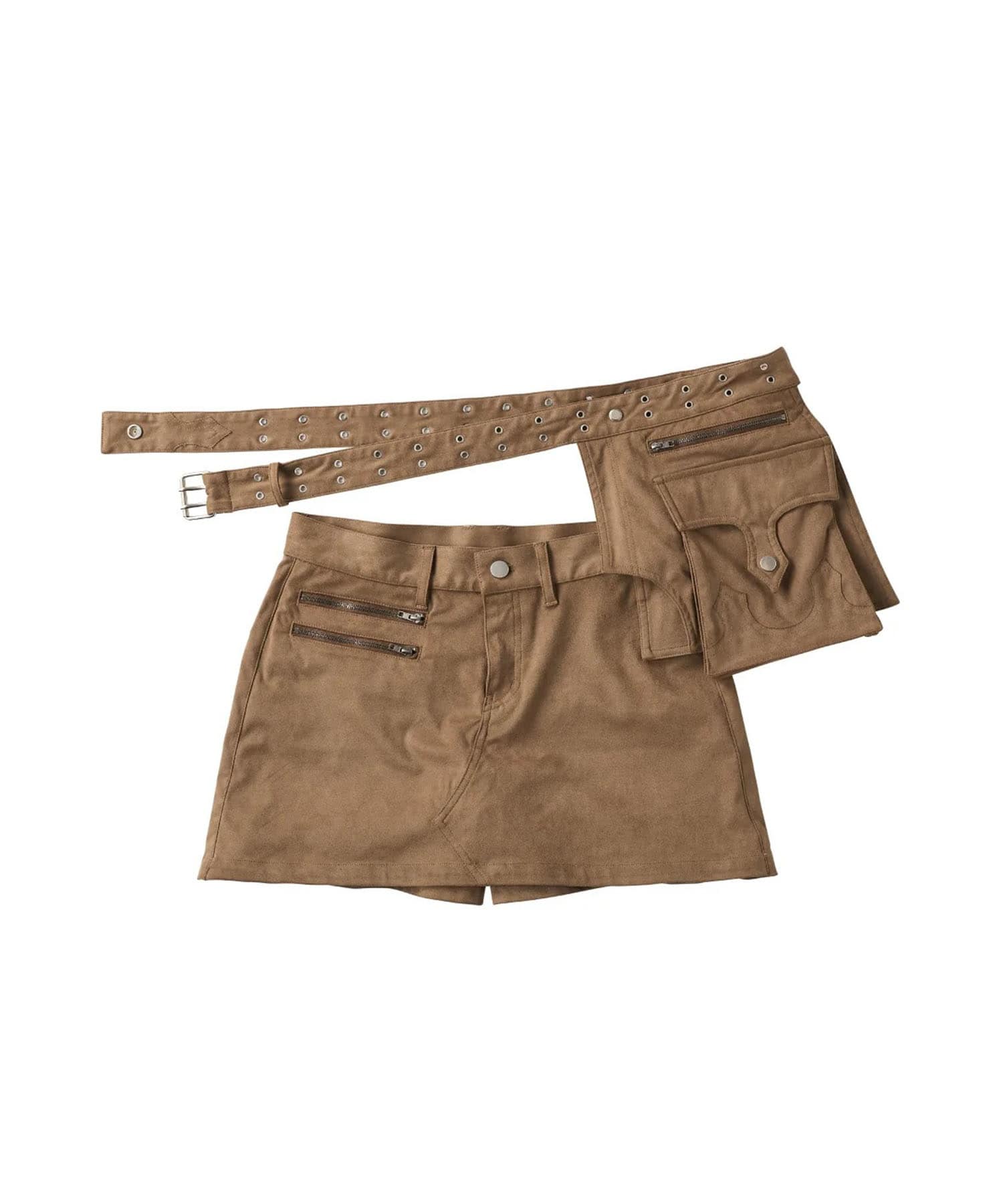 layered suede skort 