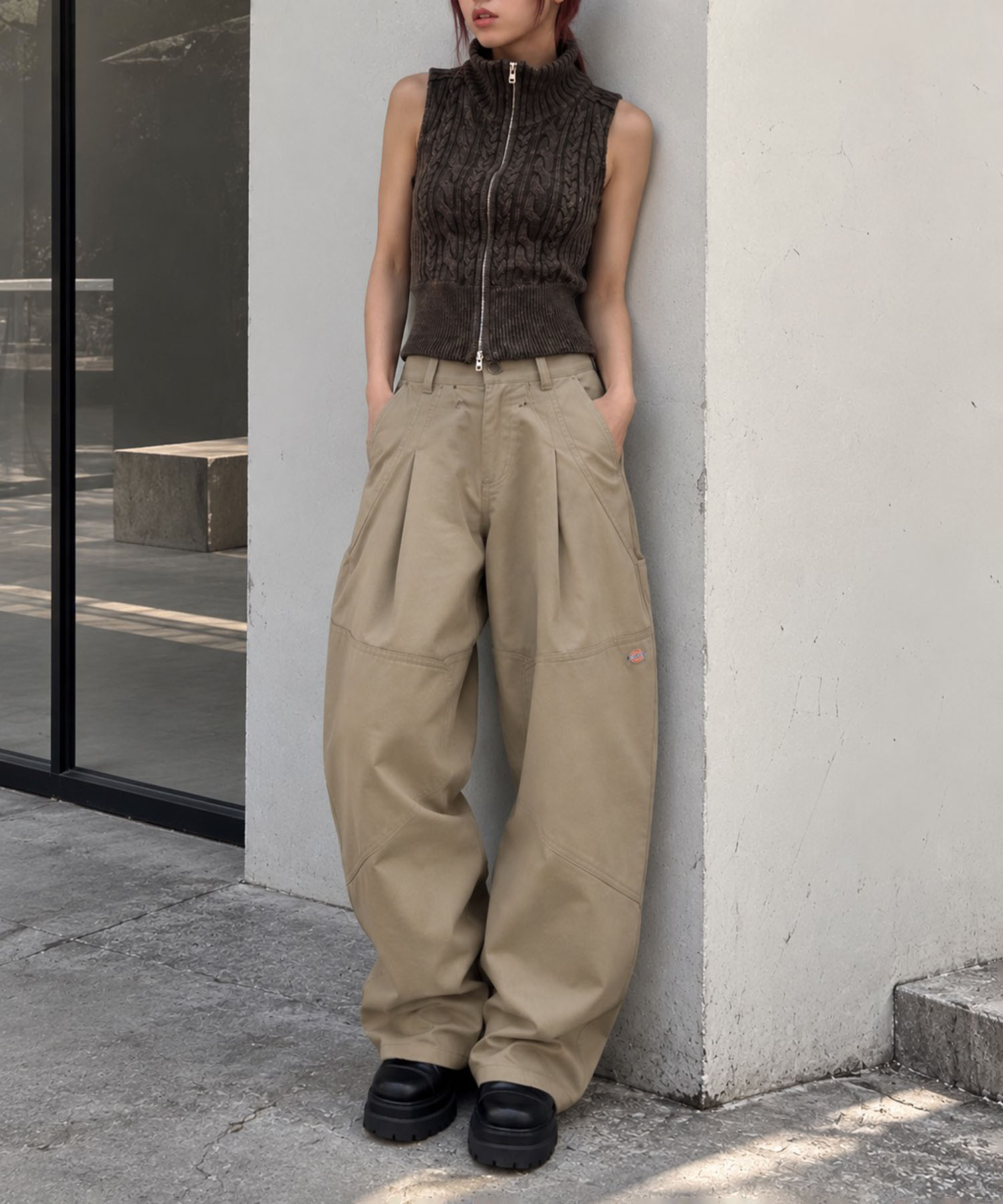 Dickies×NVRFRGT DOUBLE KNEE CURVED LEG UTILITY WORK PANTS NVRFRGT