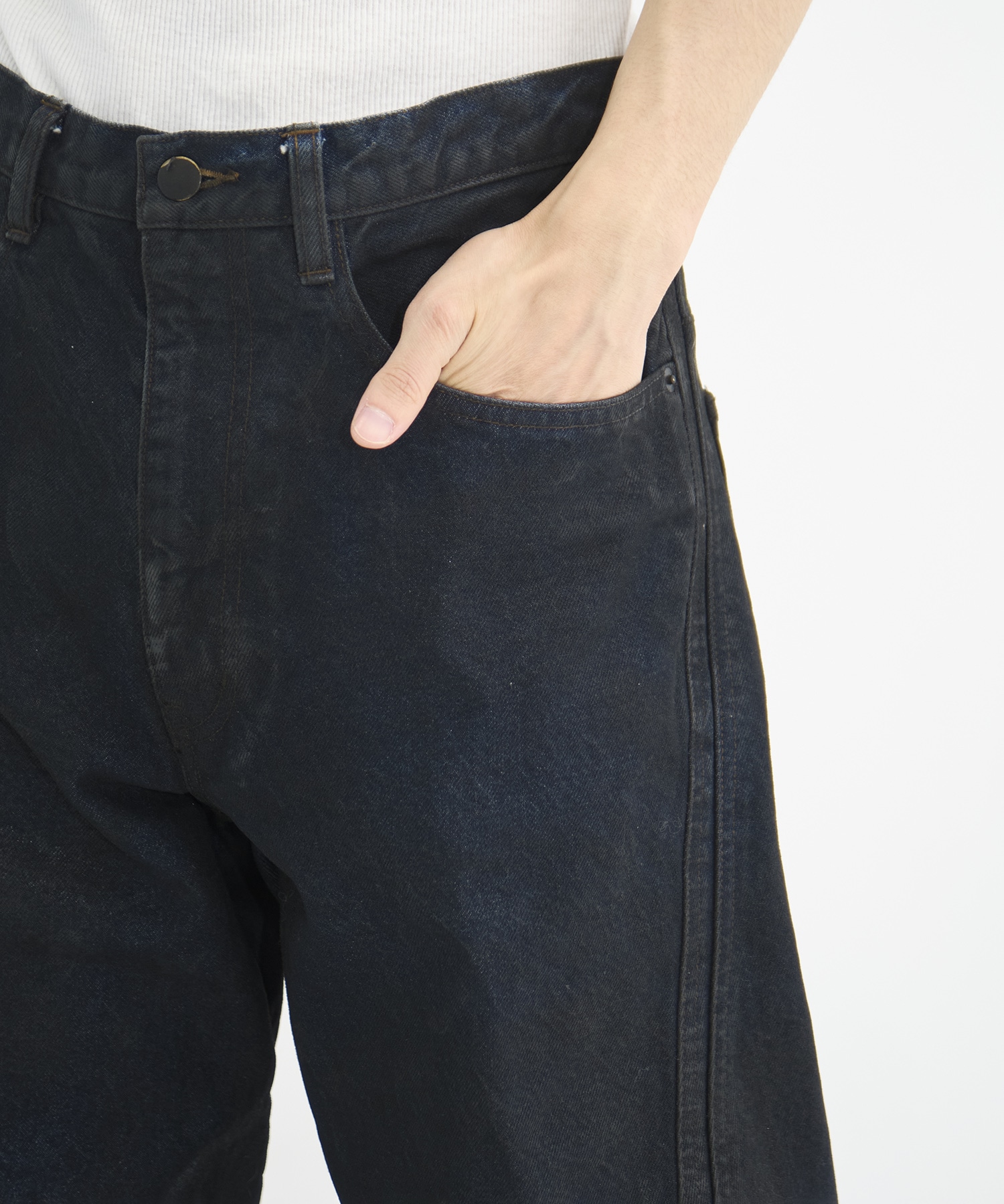別注　COATING 3D TWISTED WIDE LEG JEANS NVRFRGT