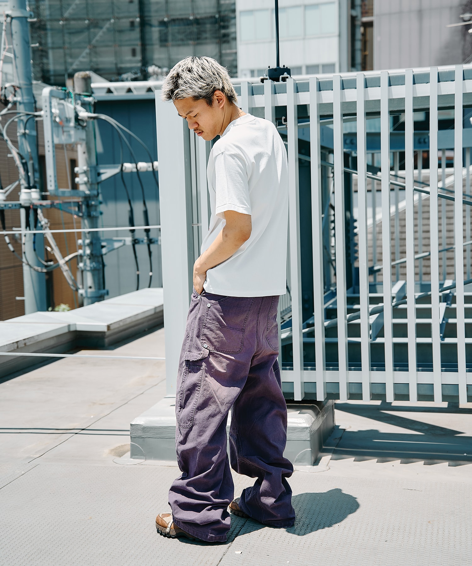 DUCK DOUBLE KNEE CURVED LEG PANTS CONZ