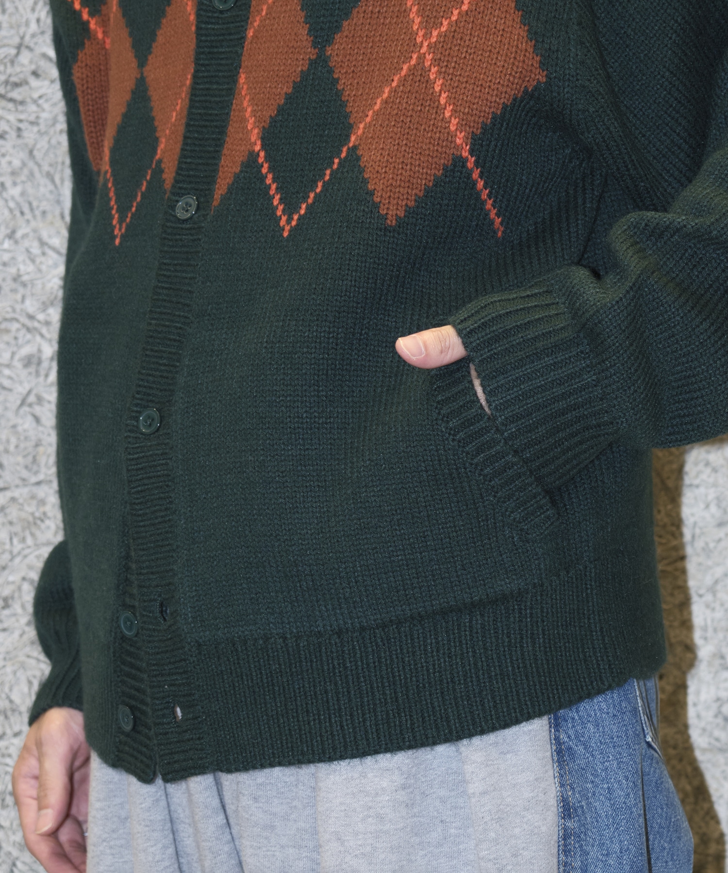 ARGYLE CARDIGAN RICE NINE TEN