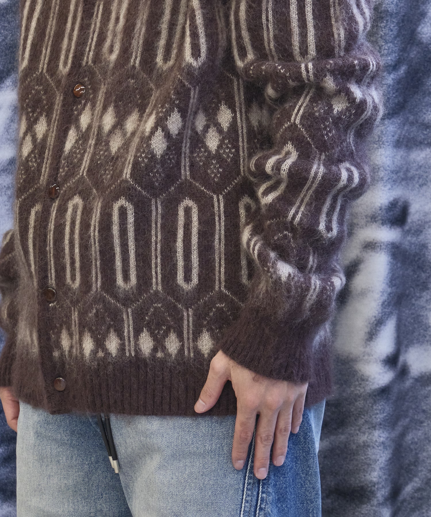 Mohair Cardigan Geometric Needles