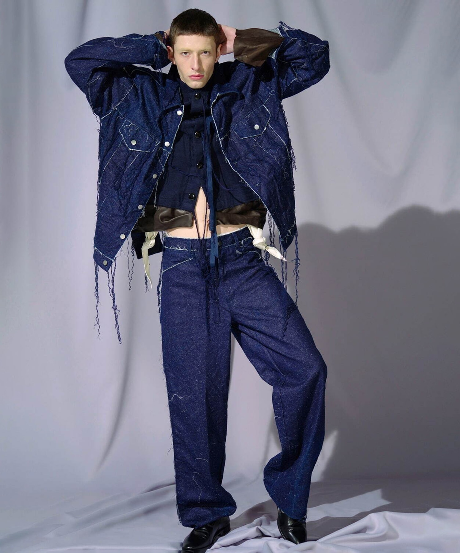 SILK DENIM PANTS Midorikawa