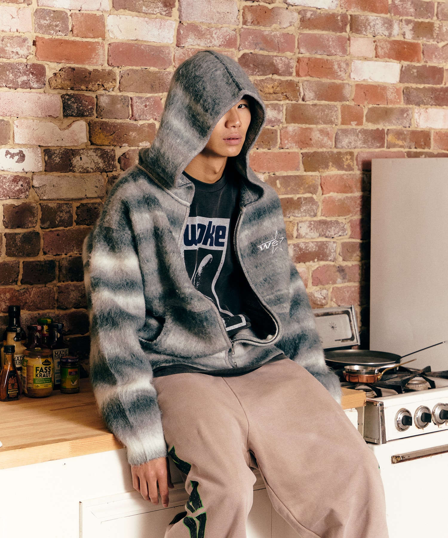 Gradation Mohair Zip Knit WOKE EDGE