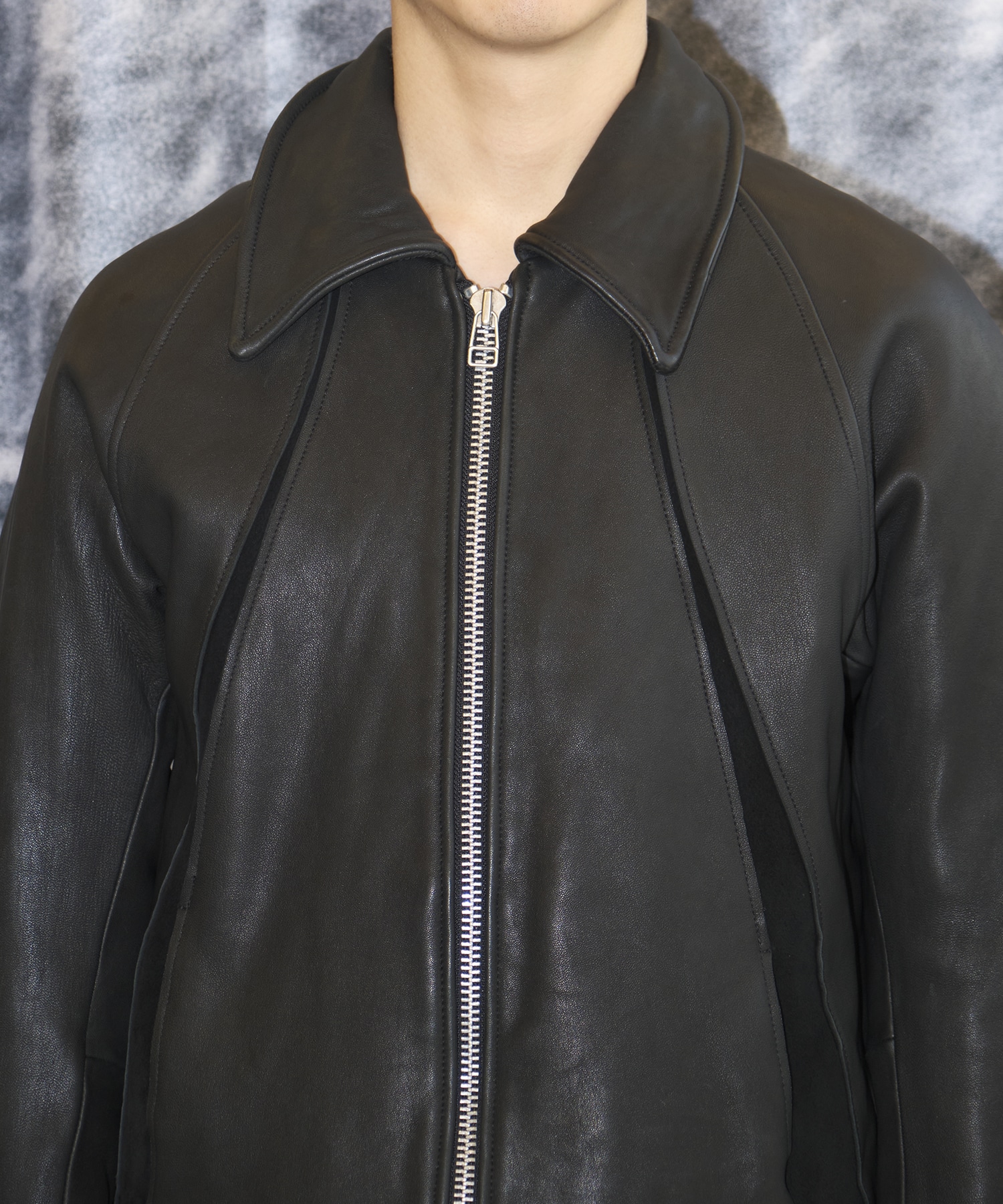 LEATHER PANELED ZIP UP JACKET NVRFRGT