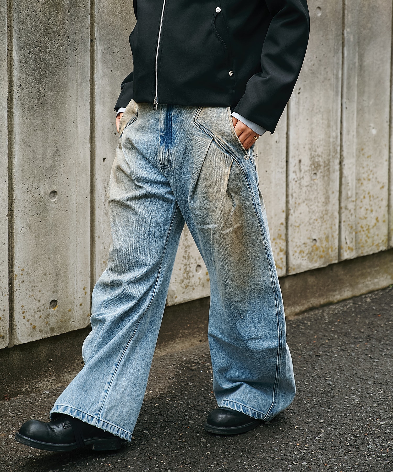 distressed curve denim CONZ