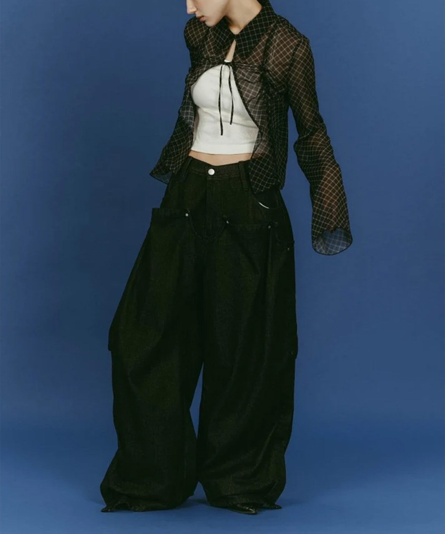 cling drape denim pants(unisex) Knuth Marf