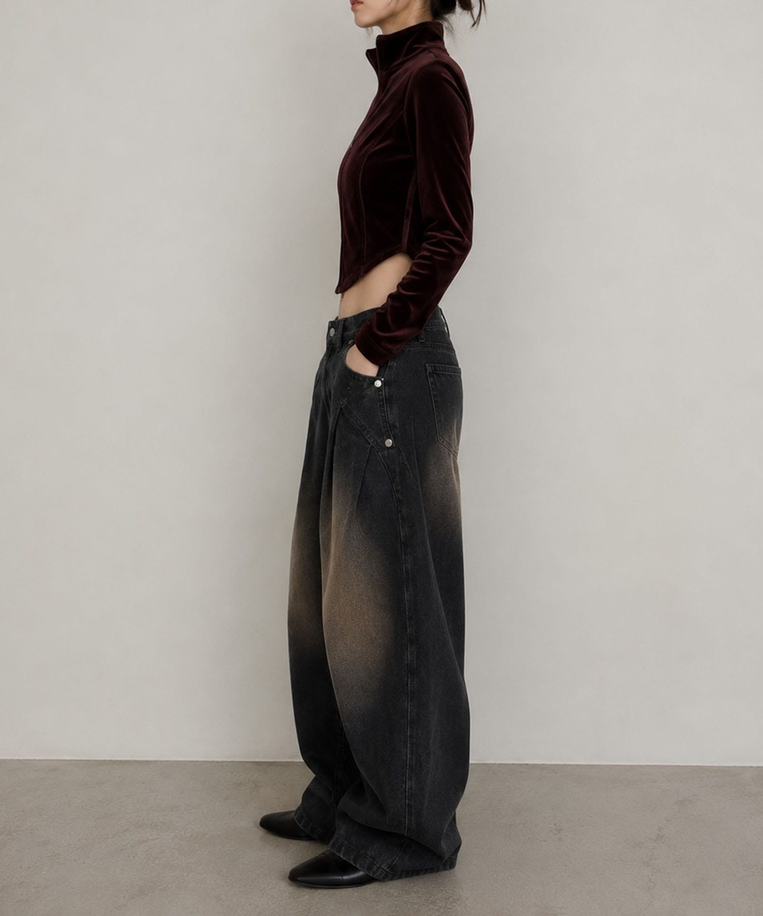 over dye curved denim CONZ