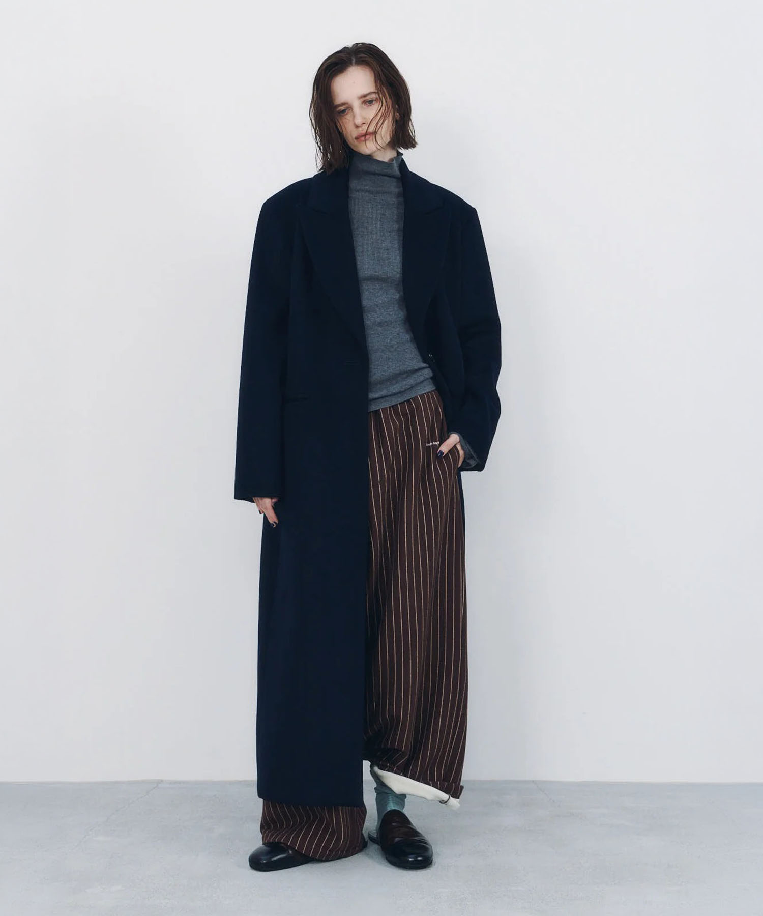 single-breasted long coat/navy Knuth Marf