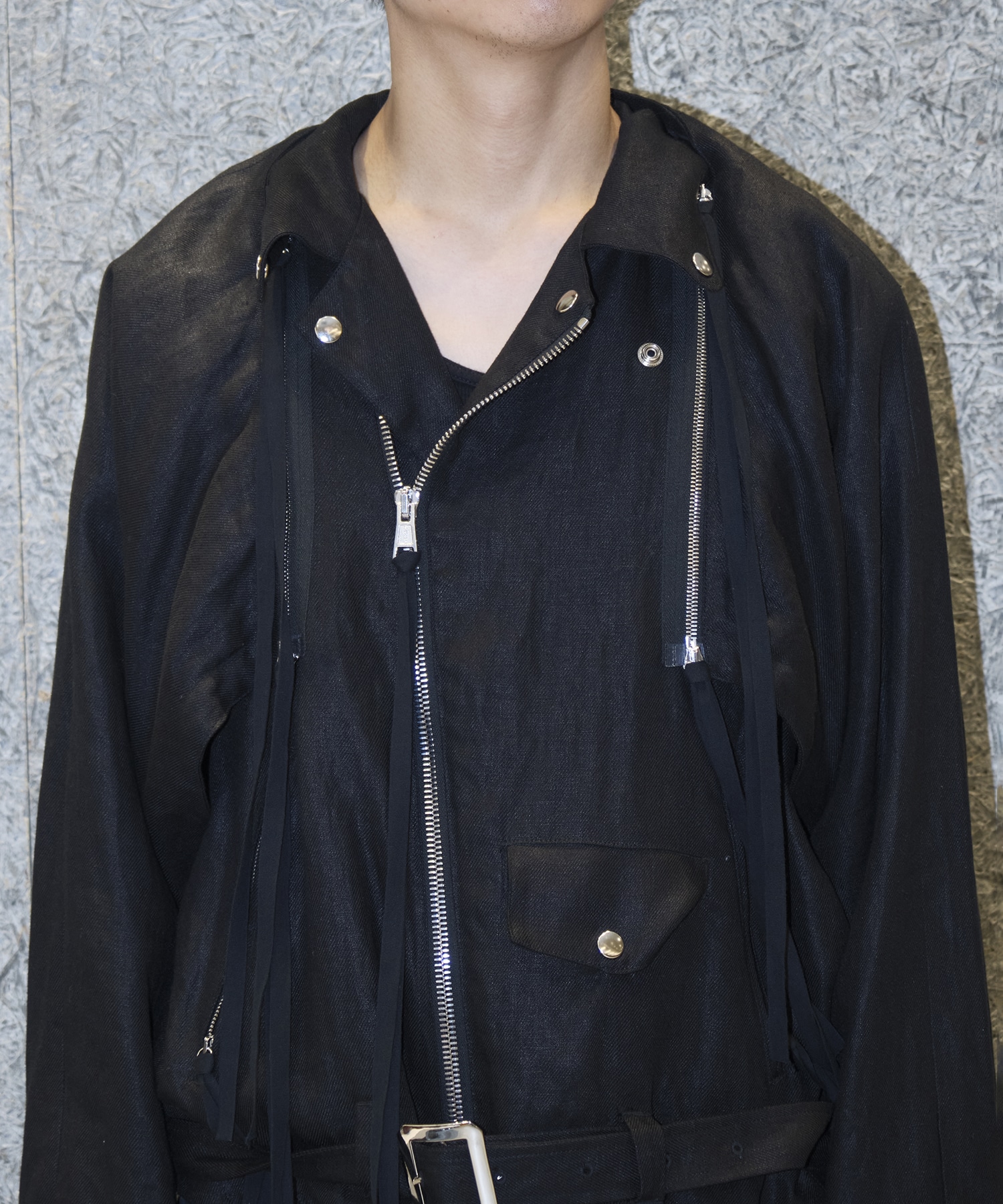 LINEN DOCKING RIDERS JACKET Midorikawa