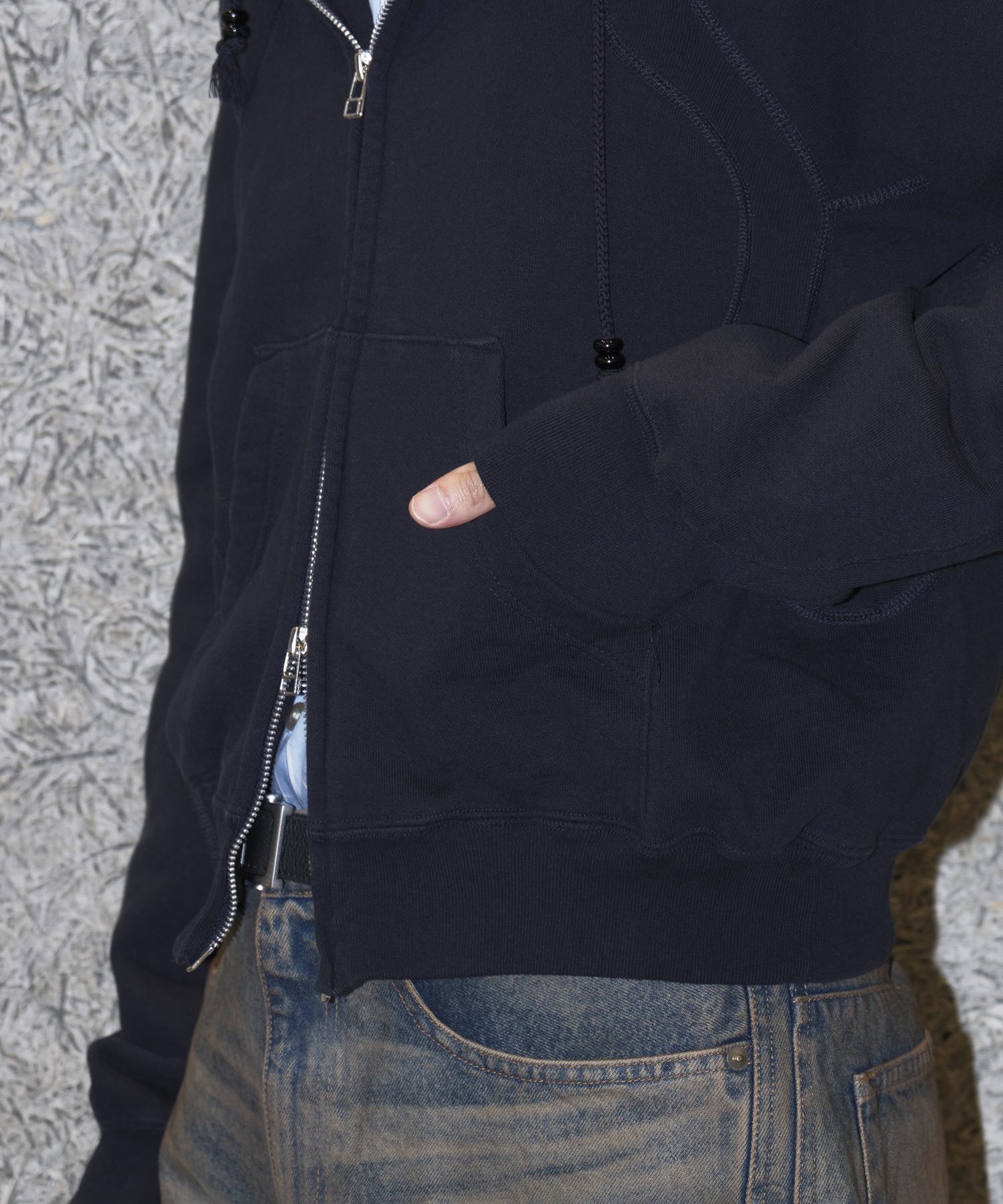 PANELLED ZIP UP HOODIE NVRFRGT