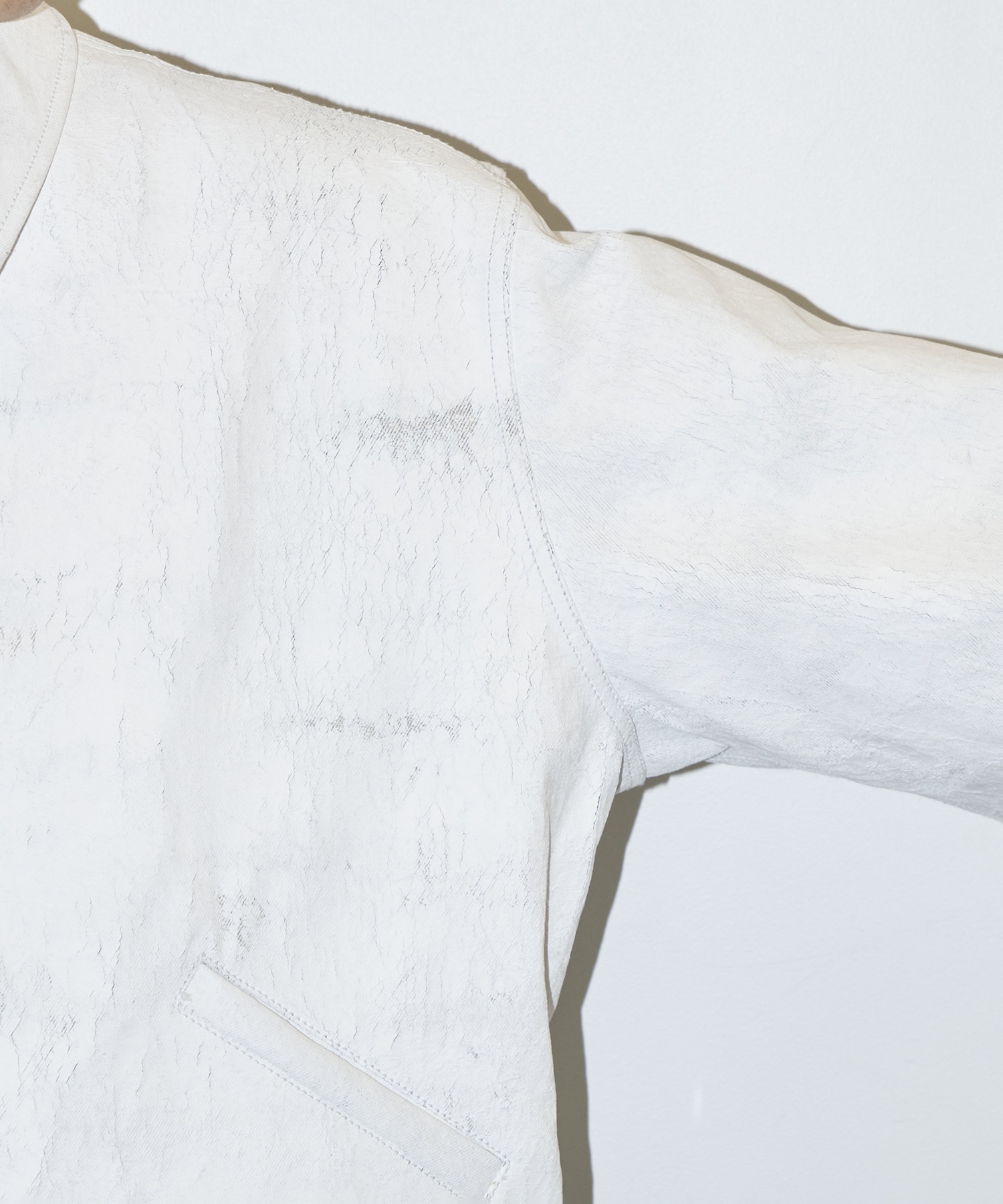 COTTON White Painted Zip Blouson Nomat