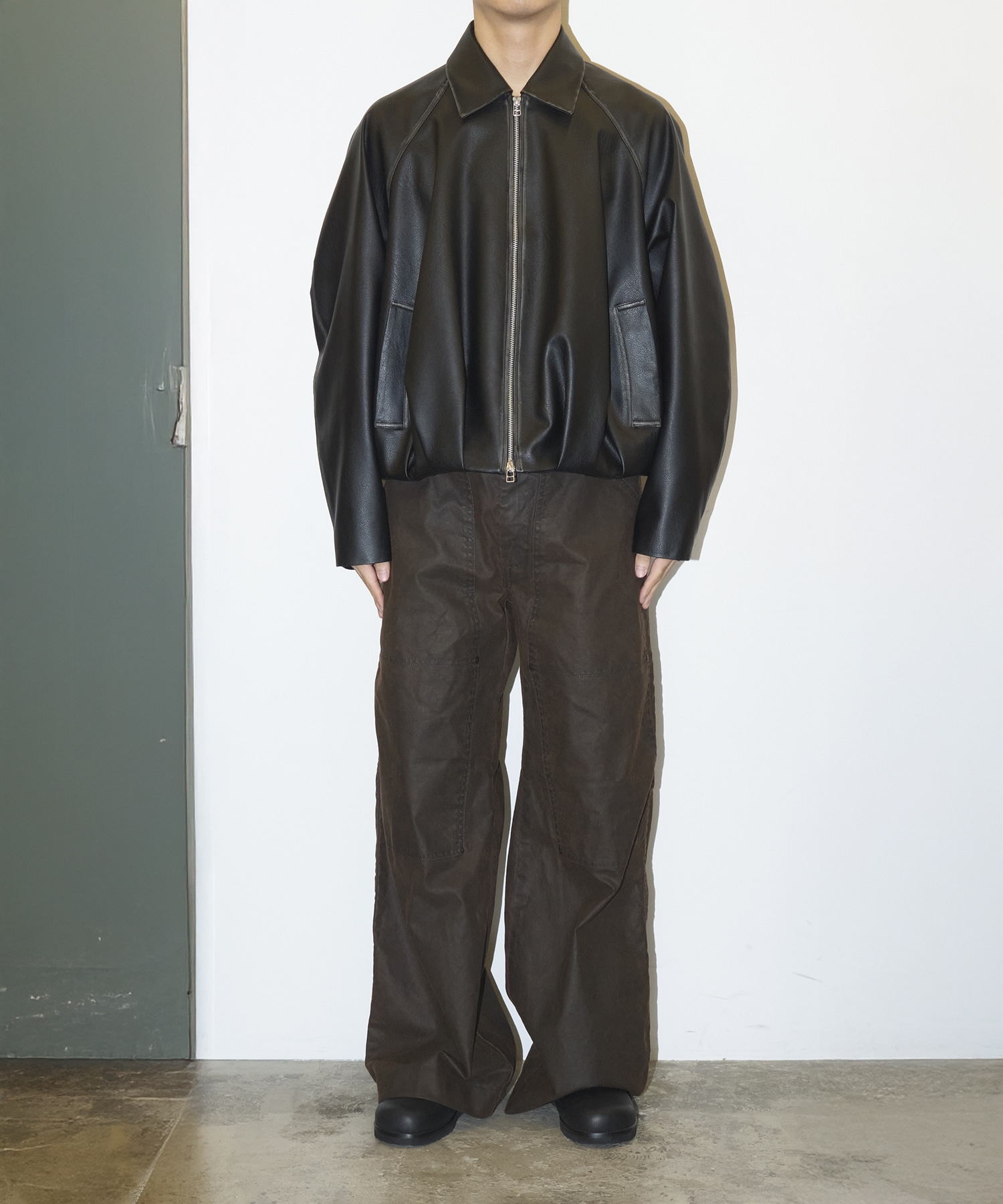 BALOON ZIP UP JACKET FAUX LEATHER CONZ