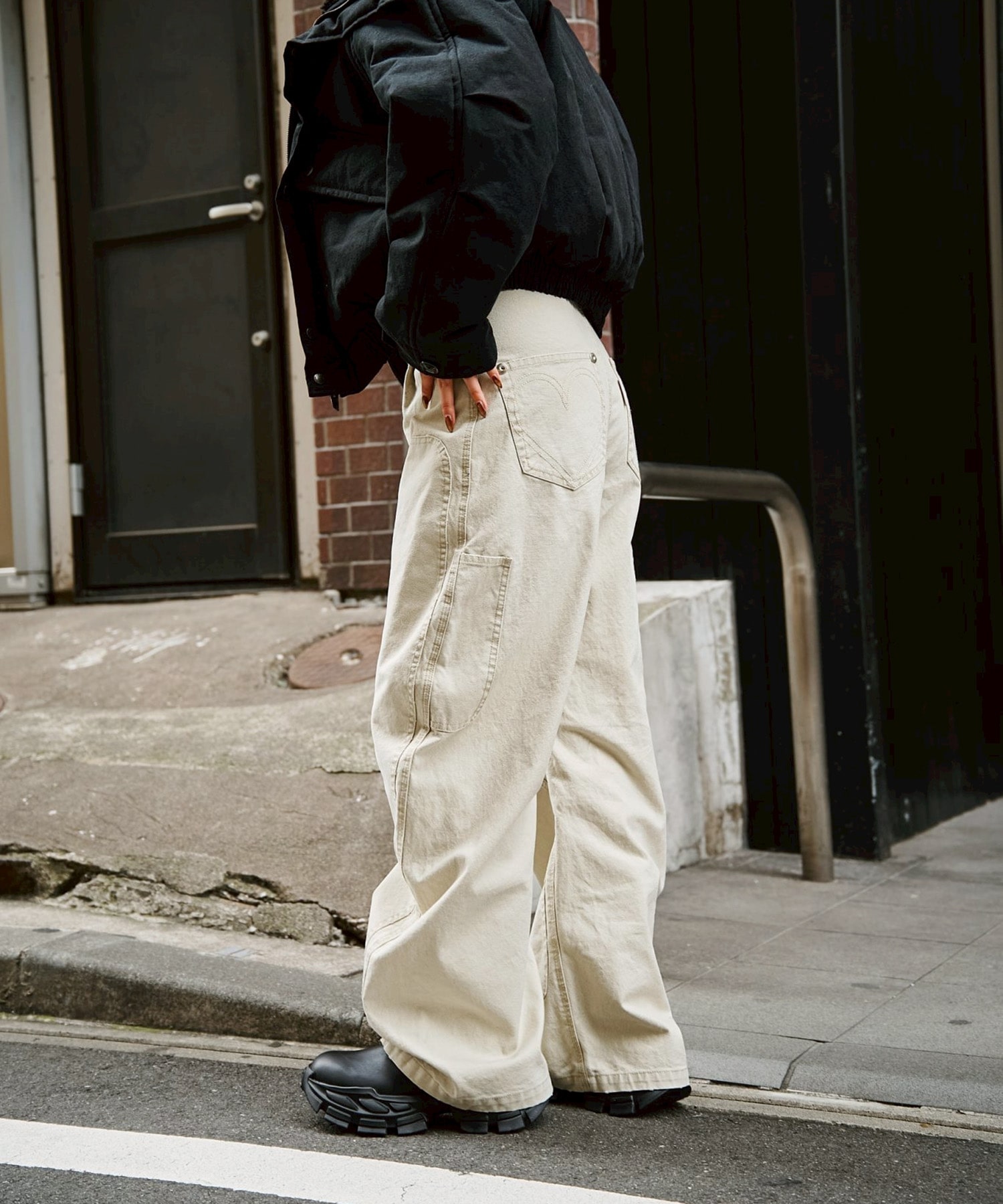 BASICKS×DUCK DOUBLE KNEE CURVED LEG PANTS BASICKS