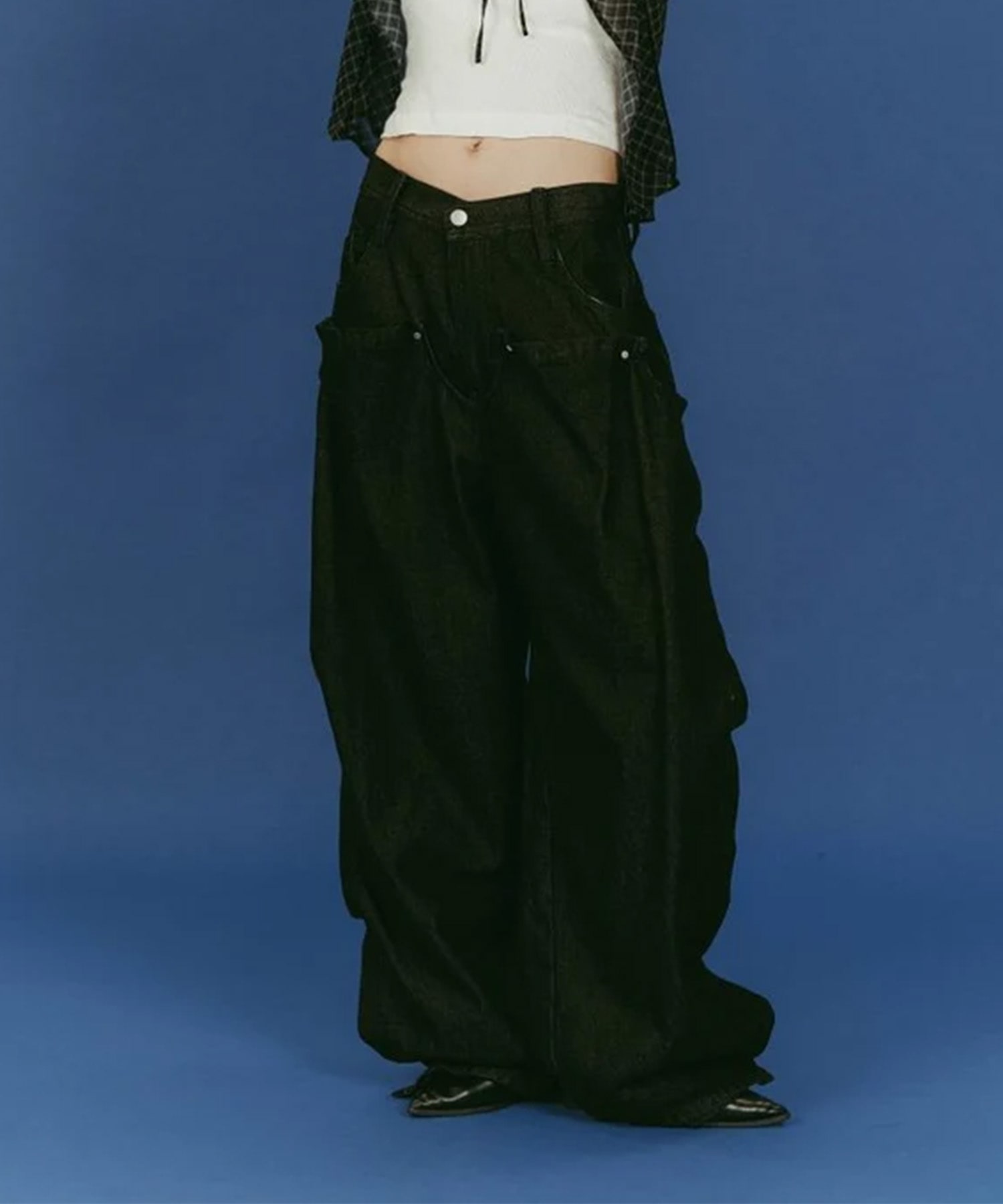 cling drape denim pants(unisex) Knuth Marf