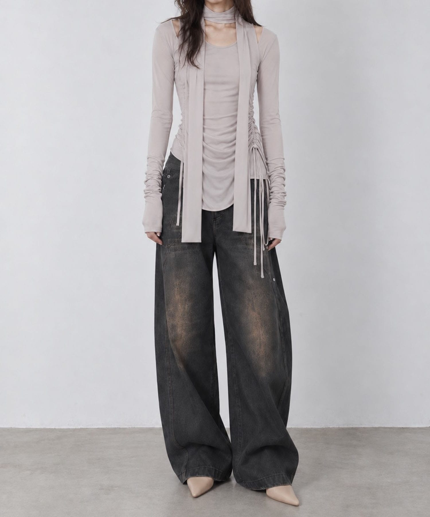 over dye curved denim CONZ