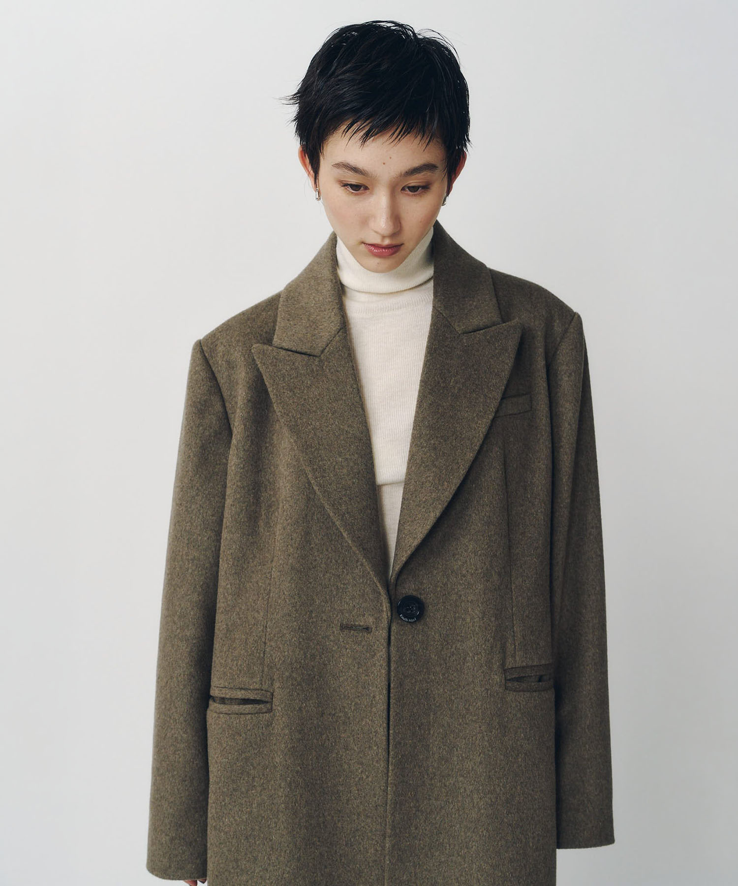 single-breasted long coat/navy Knuth Marf