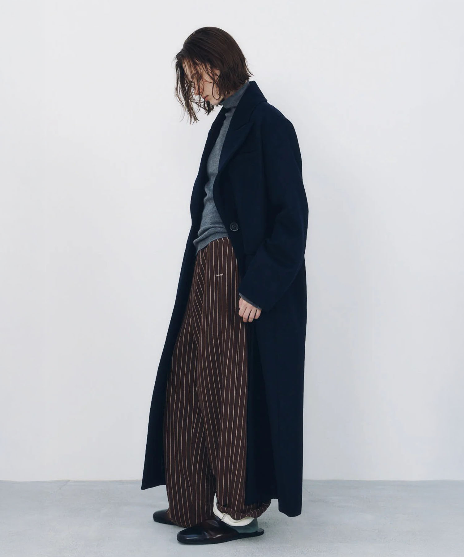 single-breasted long coat/navy Knuth Marf
