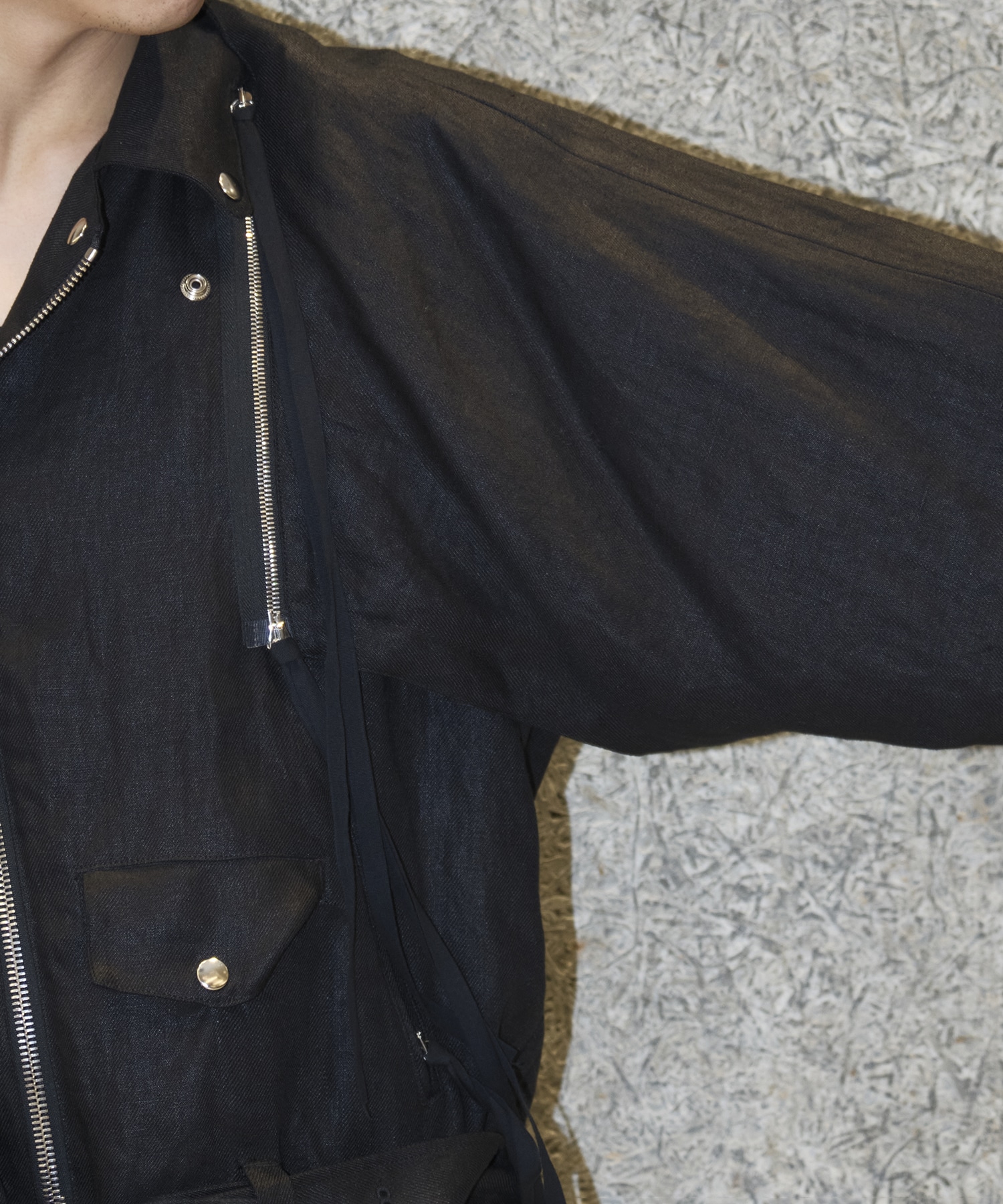 LINEN DOCKING RIDERS JACKET Midorikawa