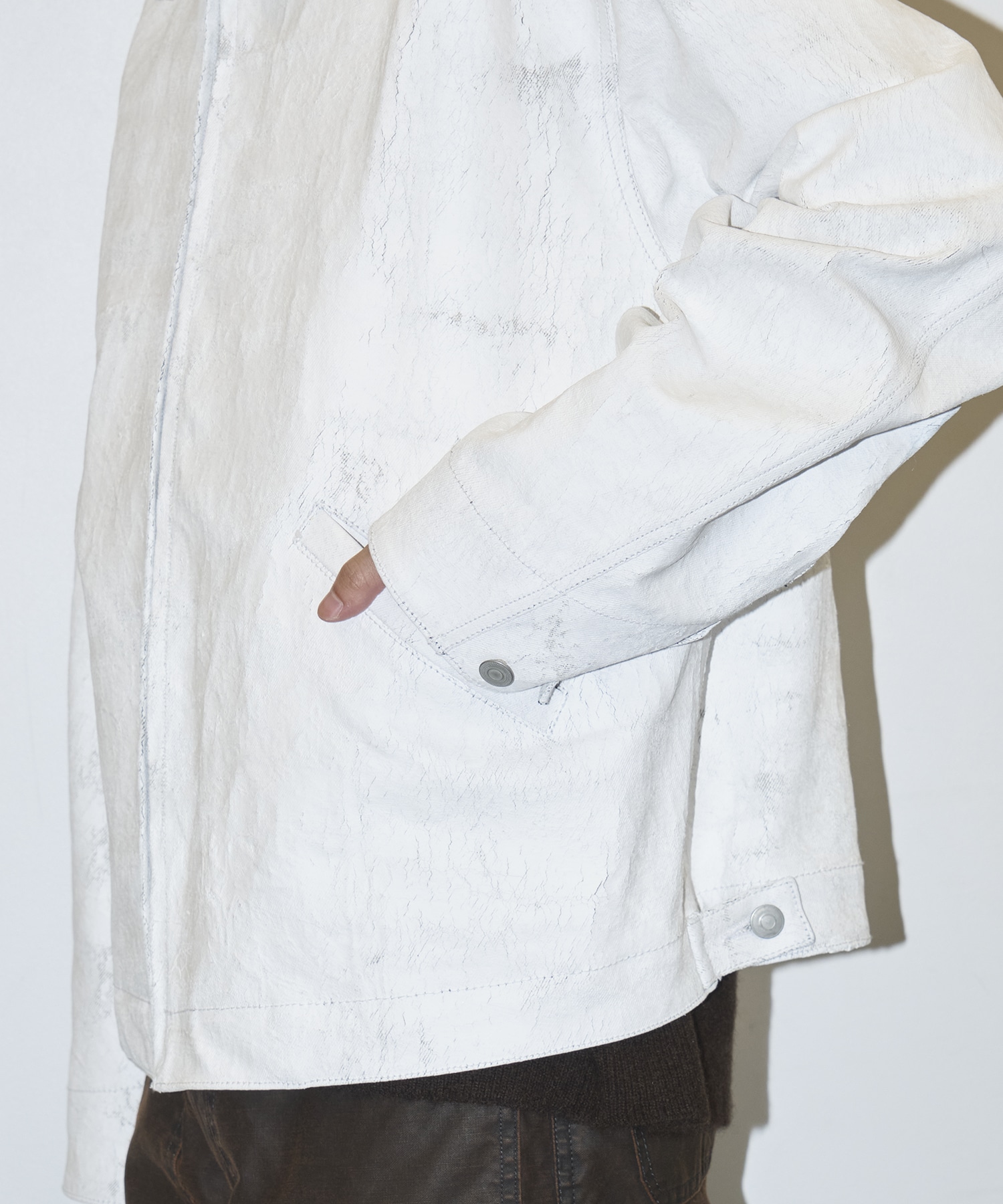 COTTON White Painted Zip Blouson Nomat