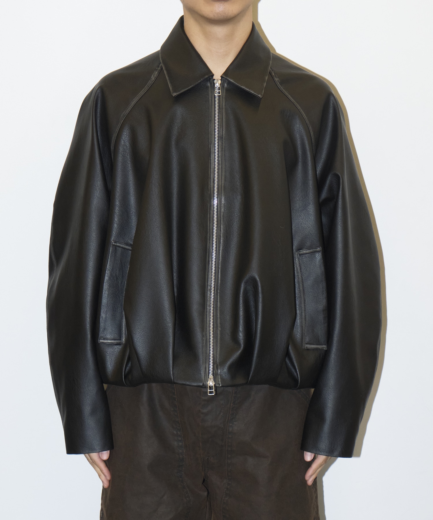 BALOON ZIP UP JACKET FAUX LEATHER CONZ