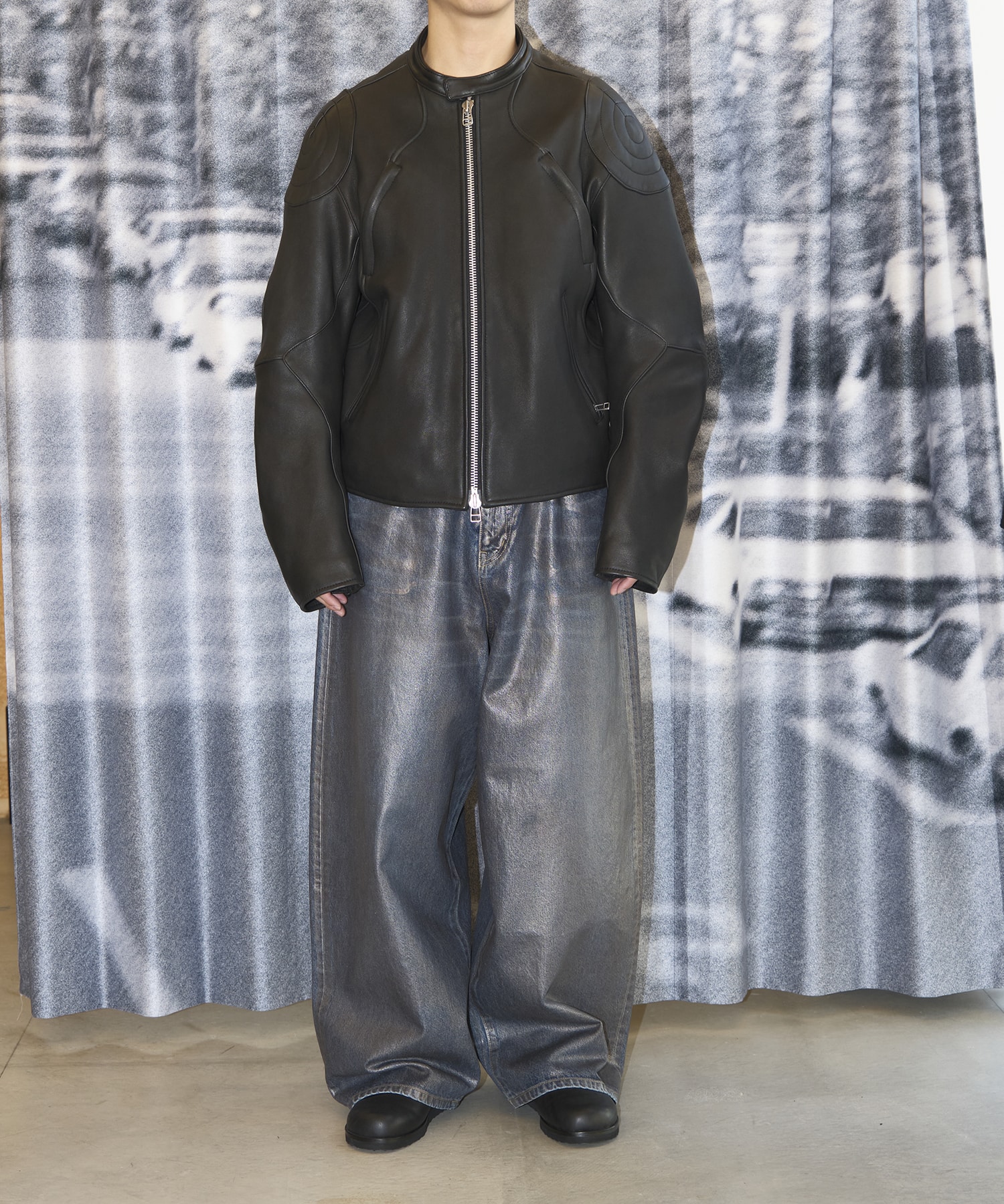 LEATHER MOTORCYCLE JACKET NVRFRGT