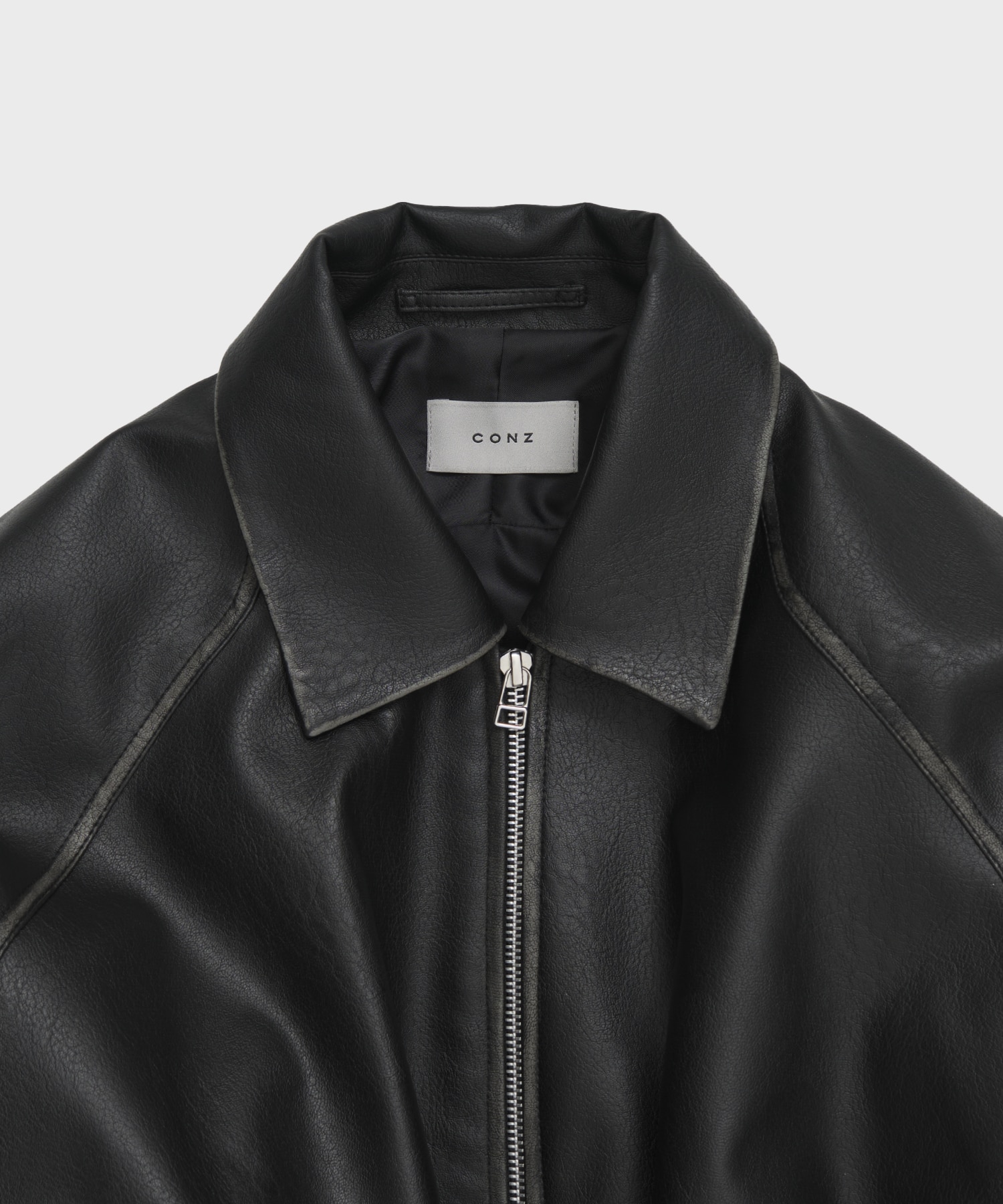 BALLOON LEATHER ZIP UP JACKET CONZ