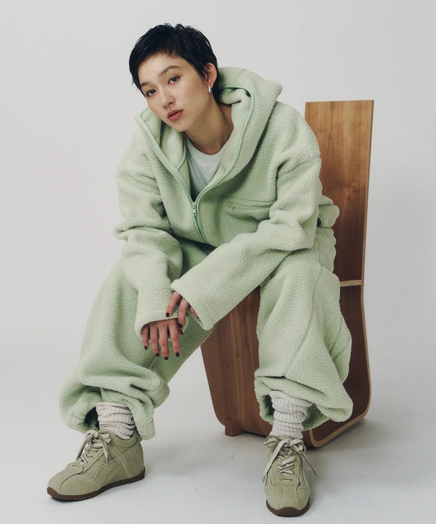 curved zip boa hoodie(unisex) Knuth Marf