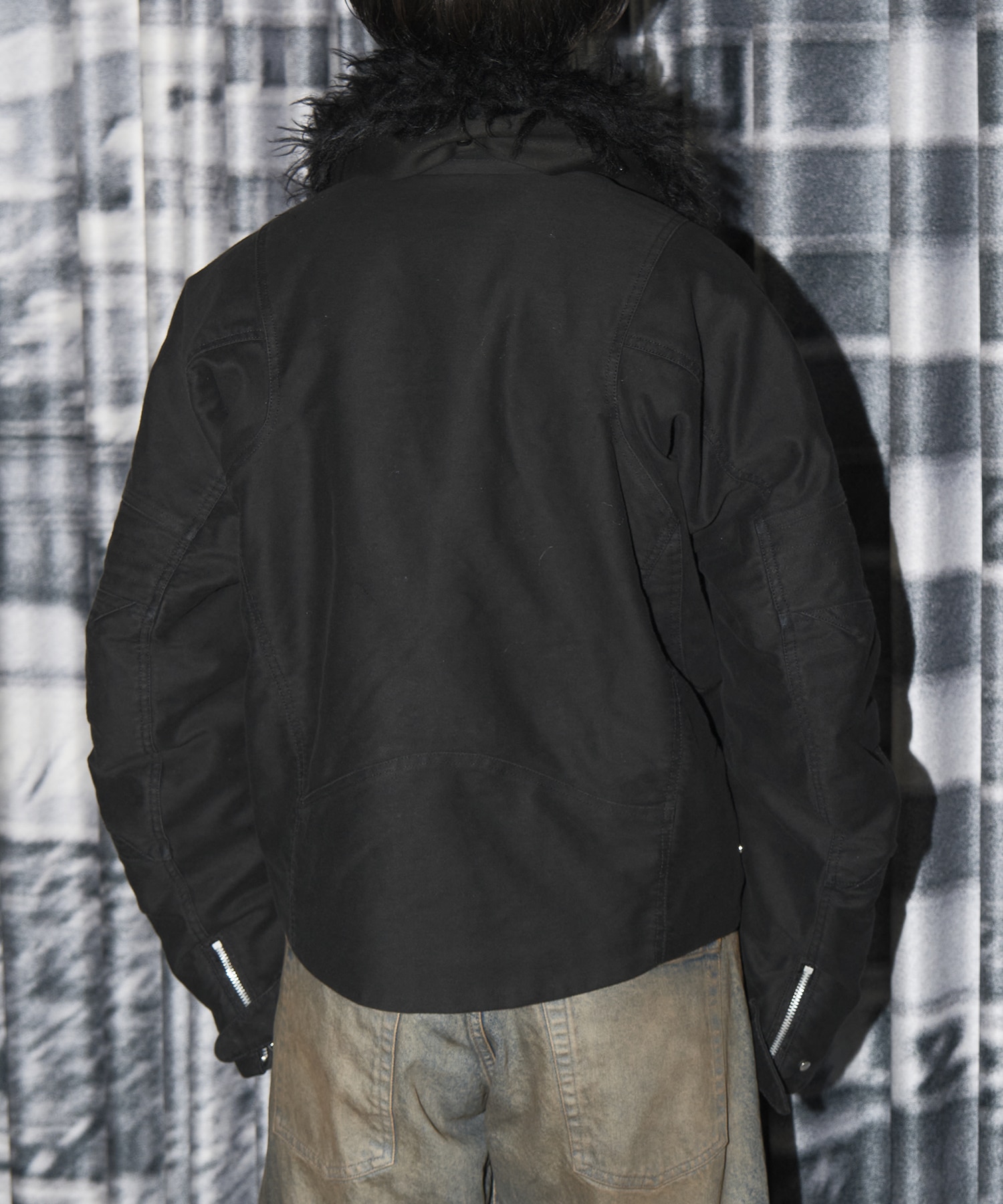 PADDED SHEARING COLLAR BIKER JACKET NVRFRGT