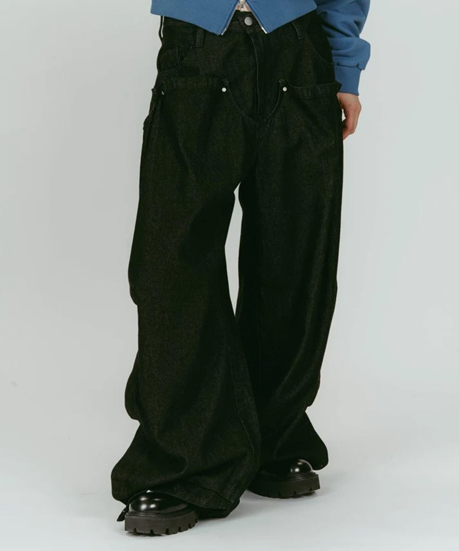 cling drape denim pants(unisex) Knuth Marf