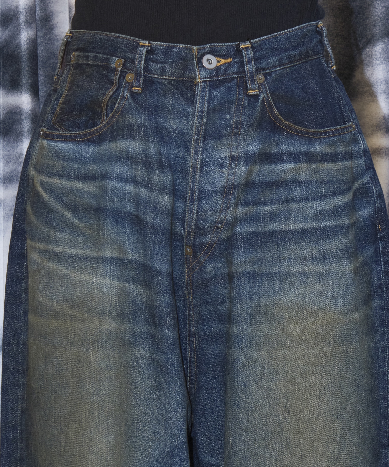 FRESH MAN DENIM WIDE PANTS USED refomed