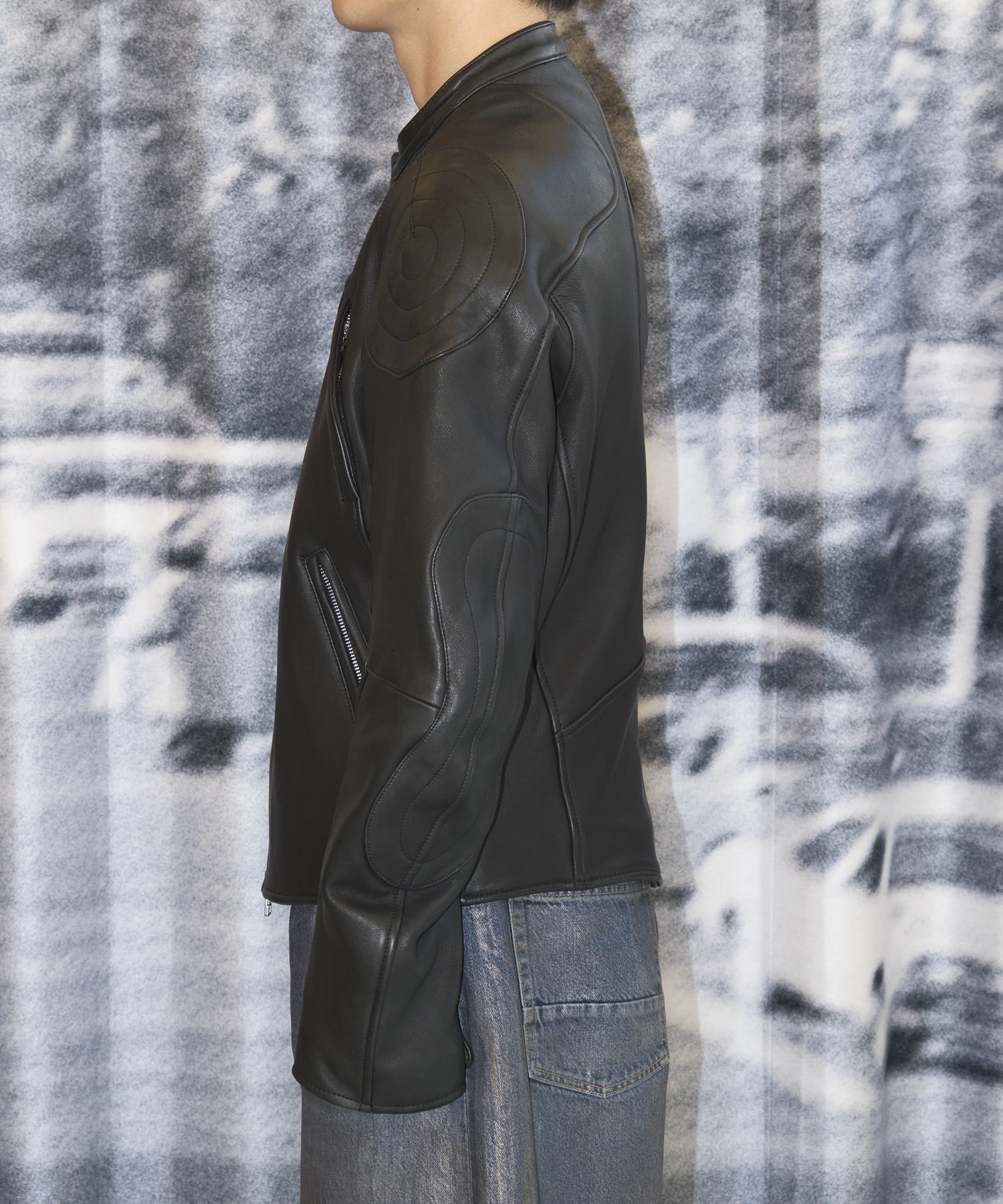 LEATHER MOTORCYCLE JACKET NVRFRGT